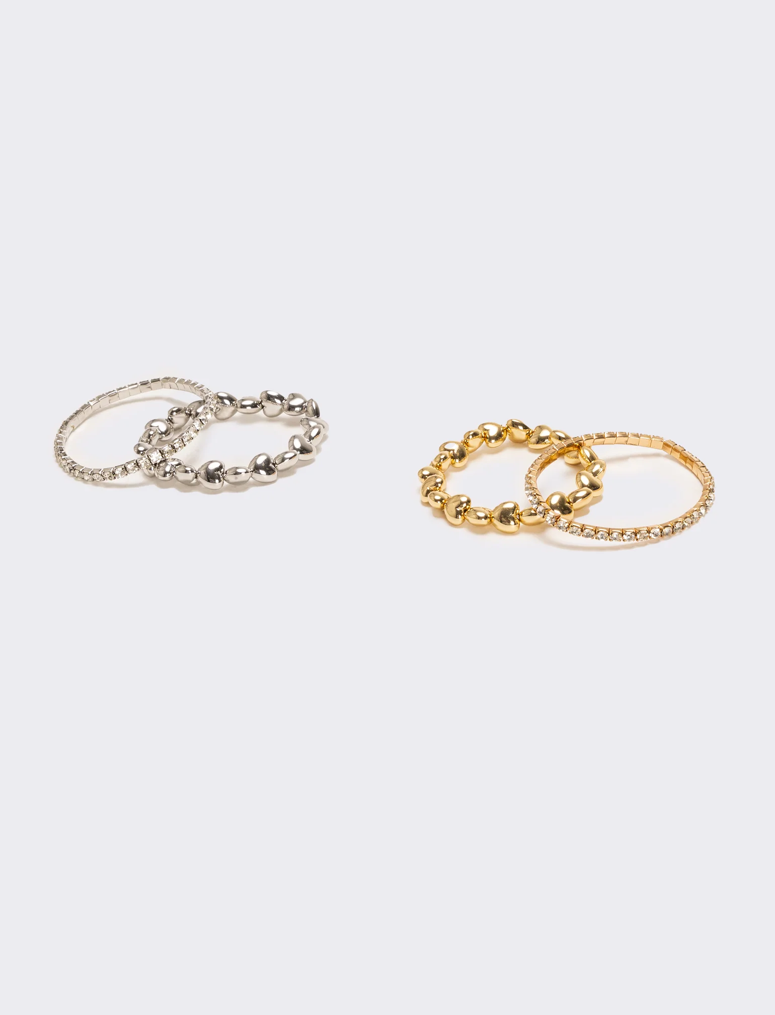 4 bracciali elastici con strass - Argento - Image 2