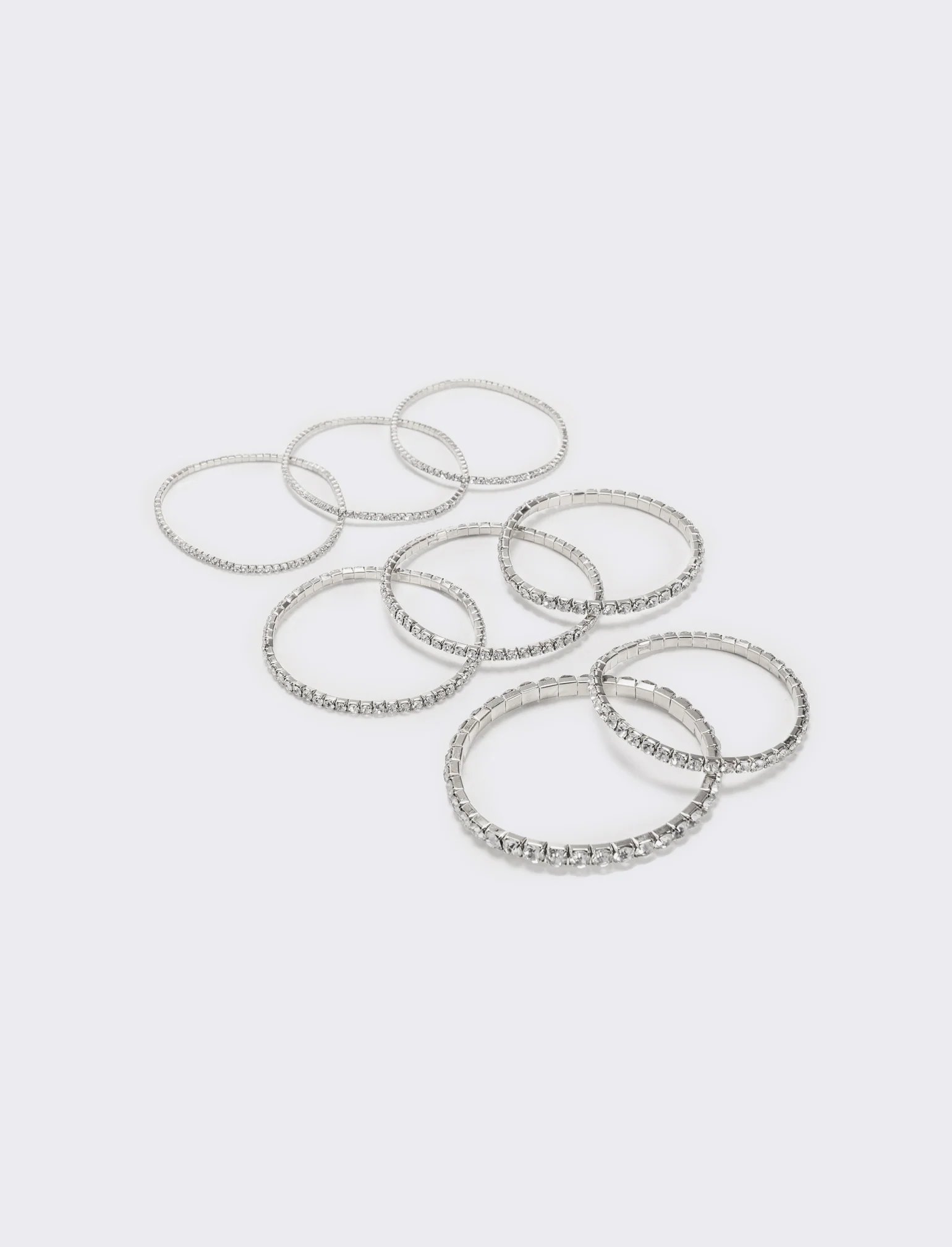 8 bracciali elastici con strass - Argento - Image 2