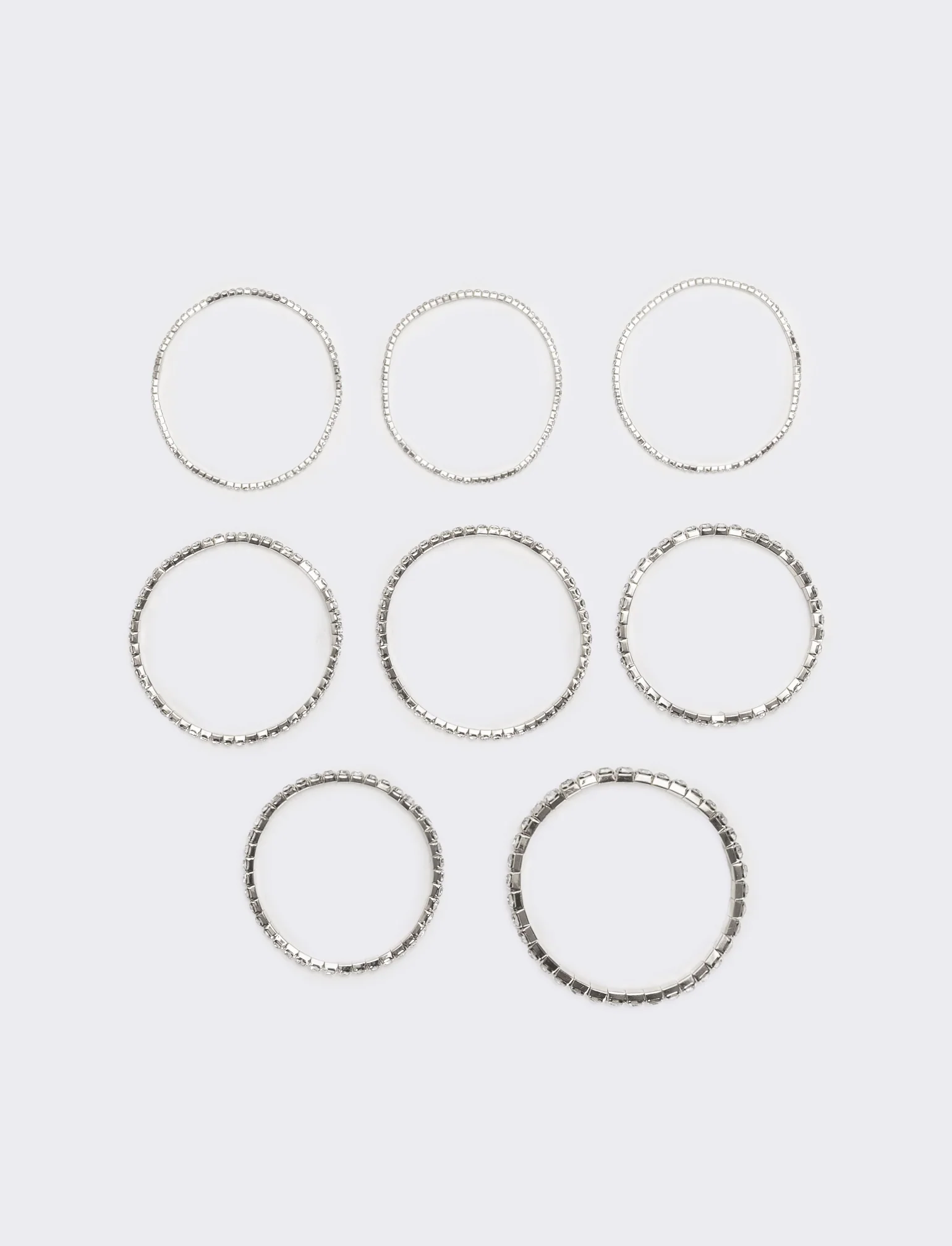 8 bracciali elastici con strass - Argento - Image 3