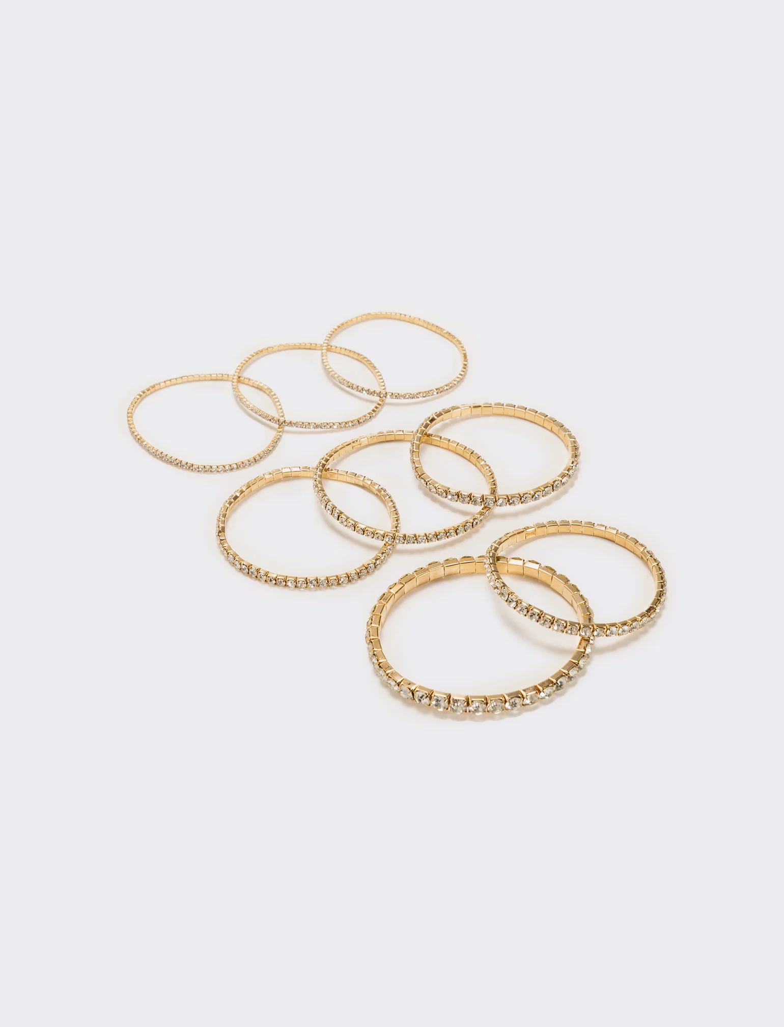 8 bracciali elastici con strass - Oro - Image 2