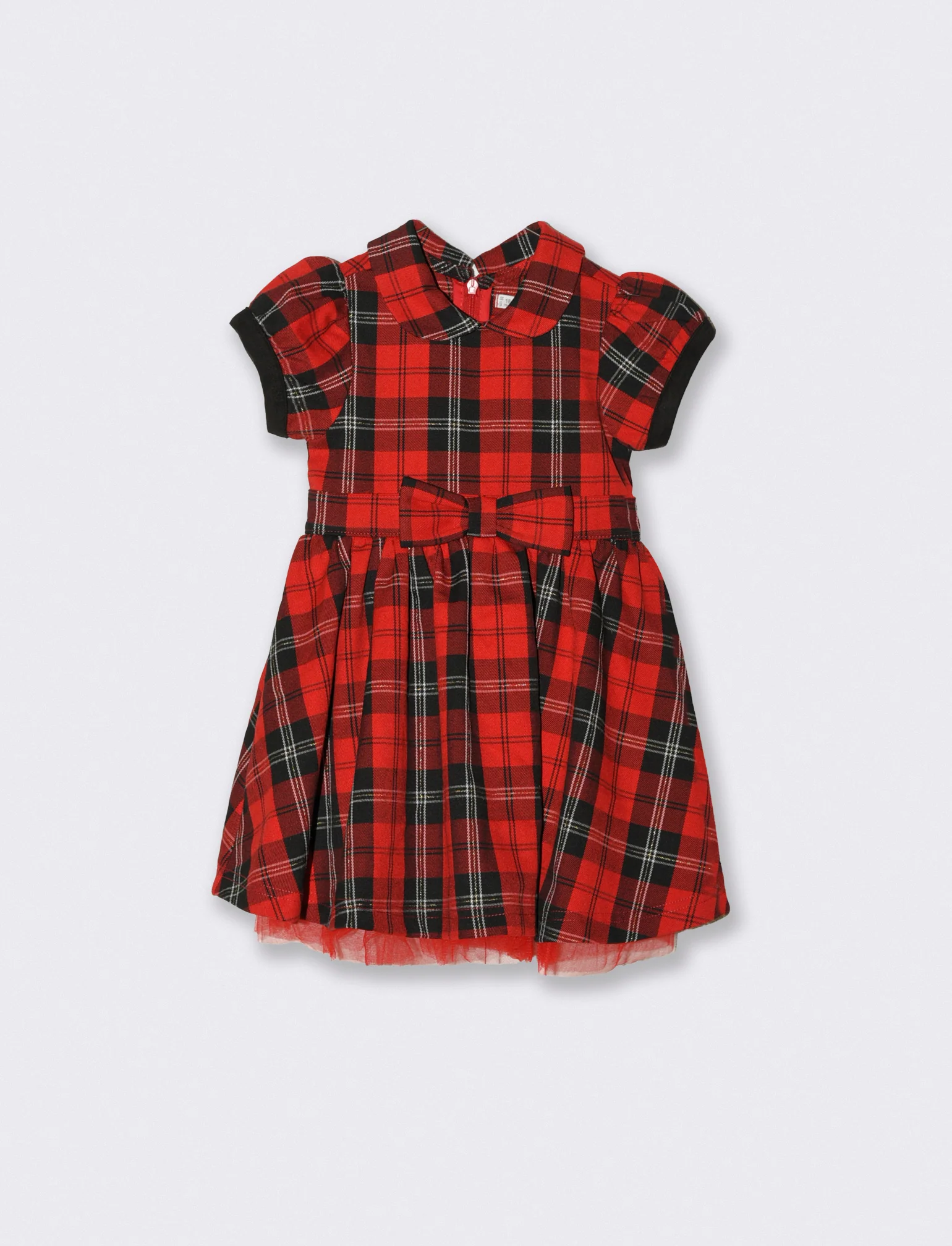 Abito con inserto in tulle - Rosso - Image 2