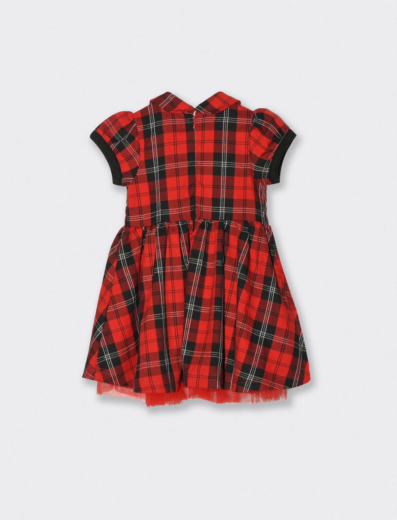 Abito con inserto in tulle - Rosso - Image 3