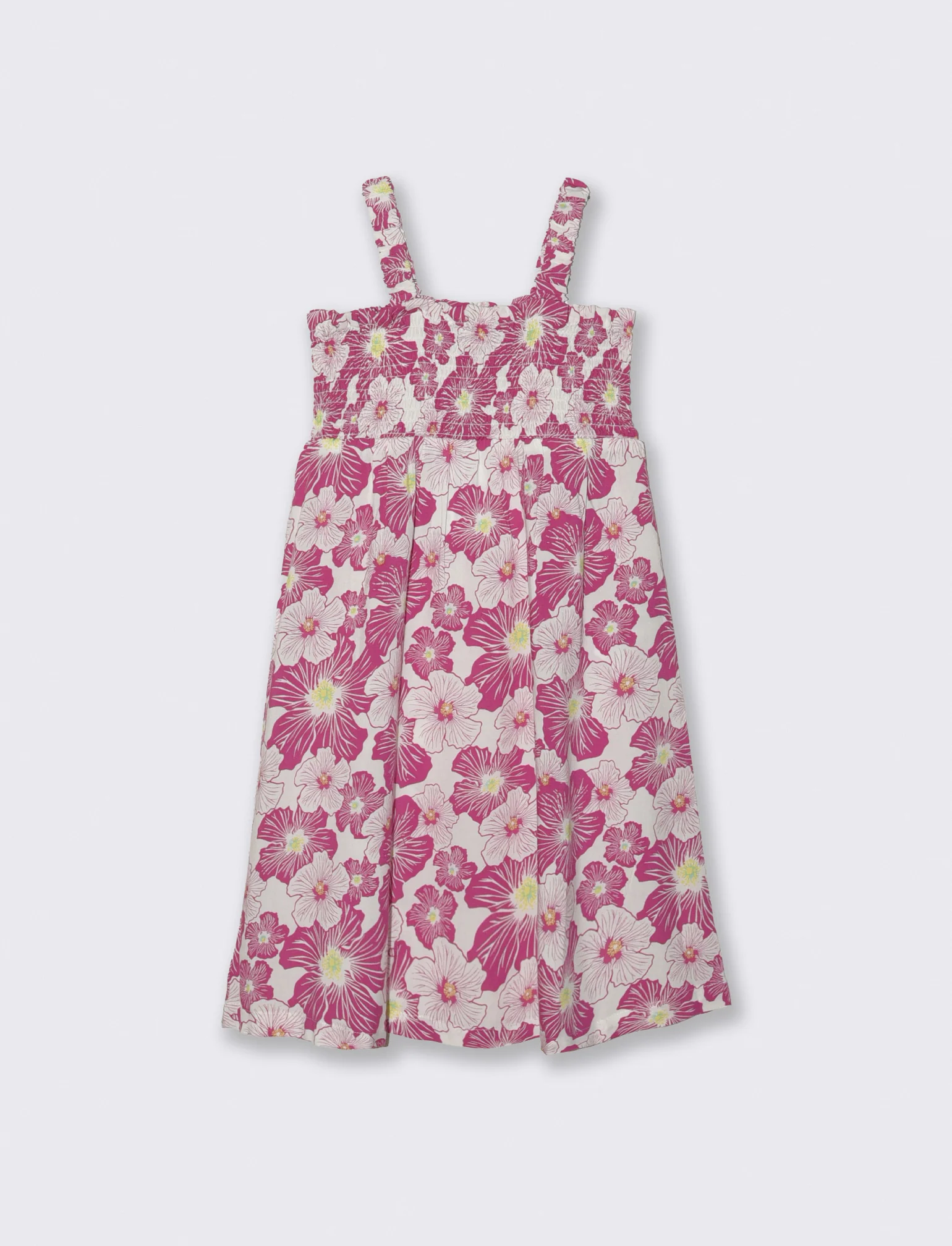 Abito da bambina floreale in cotone - Fuxia - Image 2