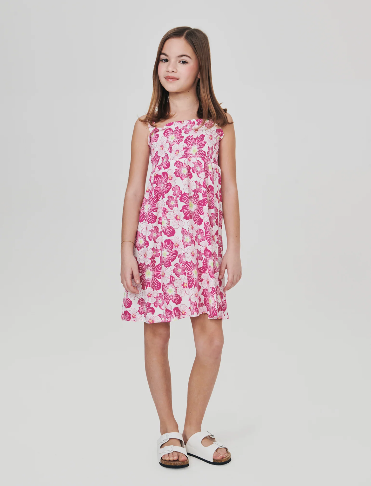 Abito da bambina floreale in cotone - Fuxia - Image 3