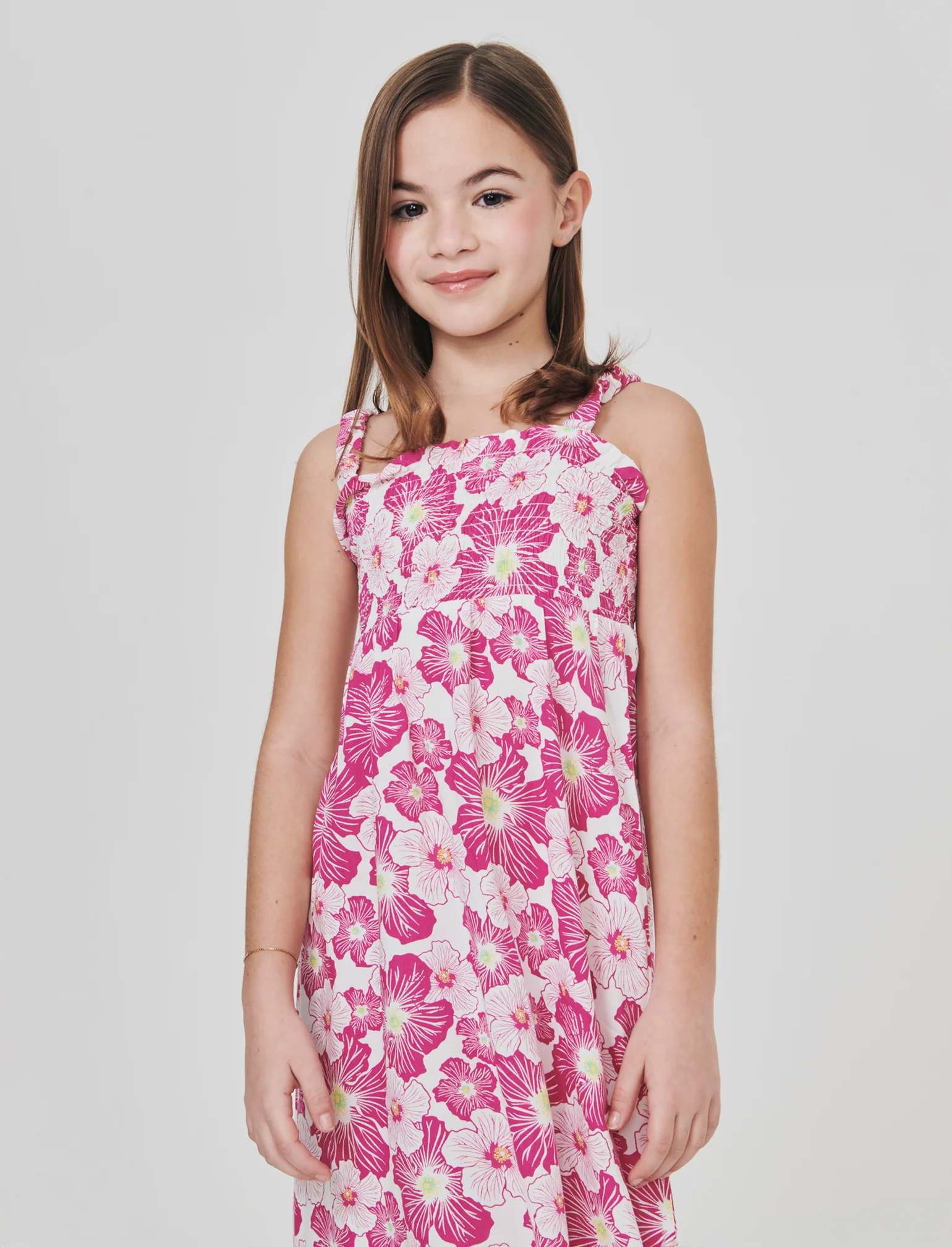 Abito da bambina floreale in cotone - Fuxia - Image 4