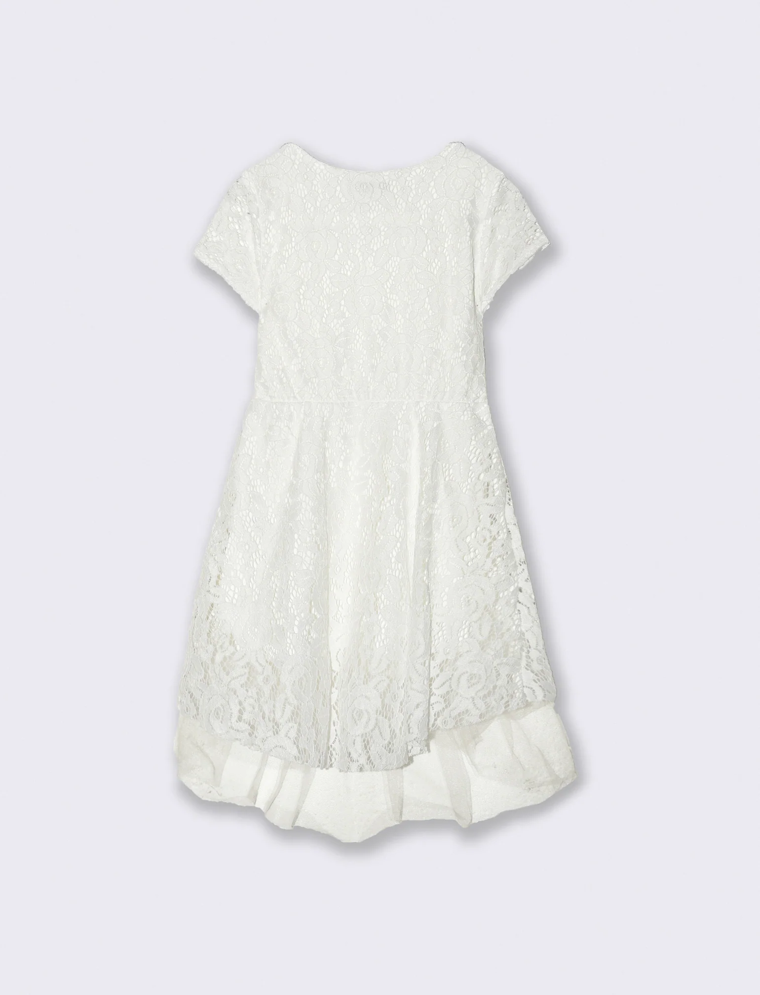 Abito da bambina svasato con balza in tulle - Bianco - Image 2