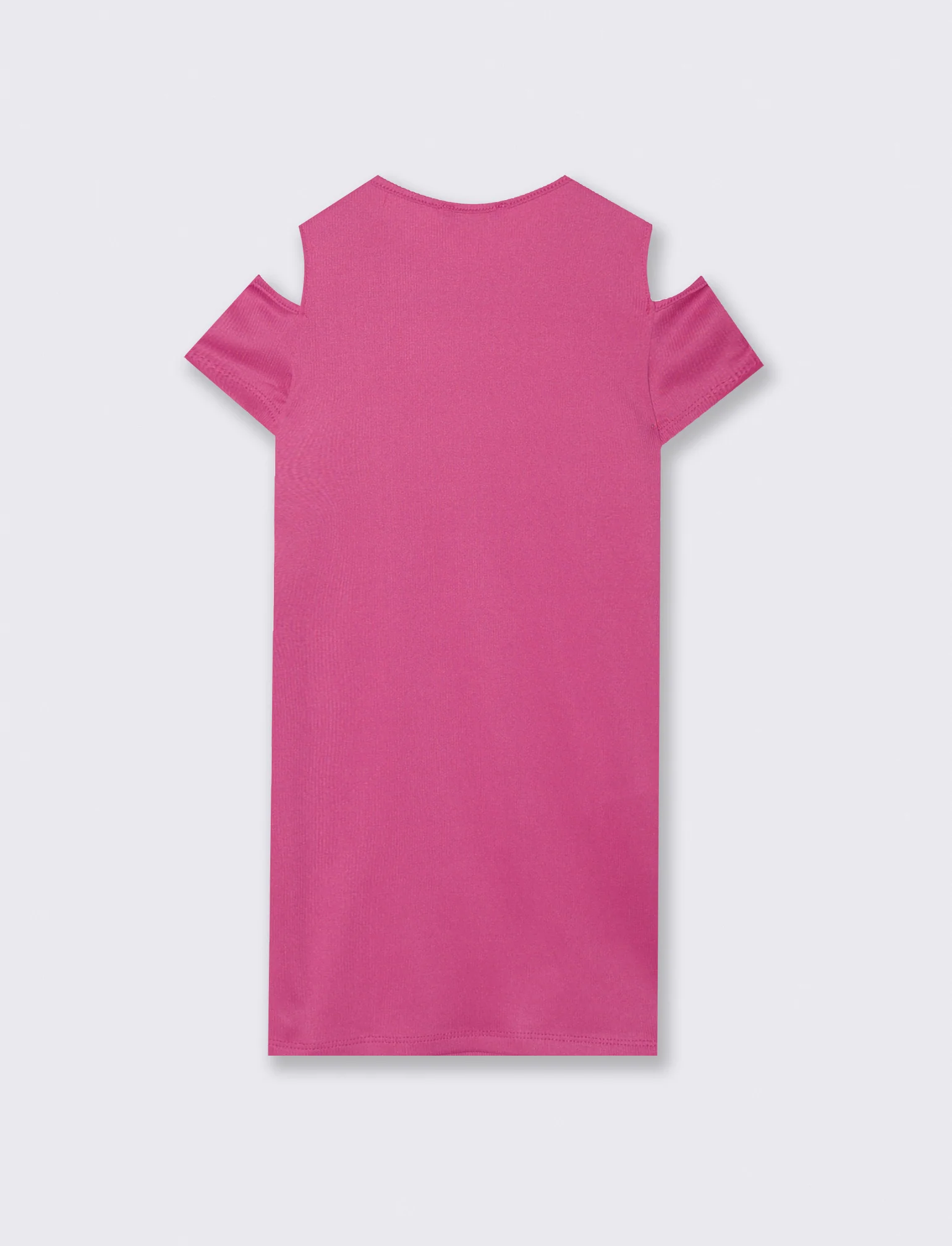 Abito estivo da bambina in costina elastica. - Fuxia - Image 2