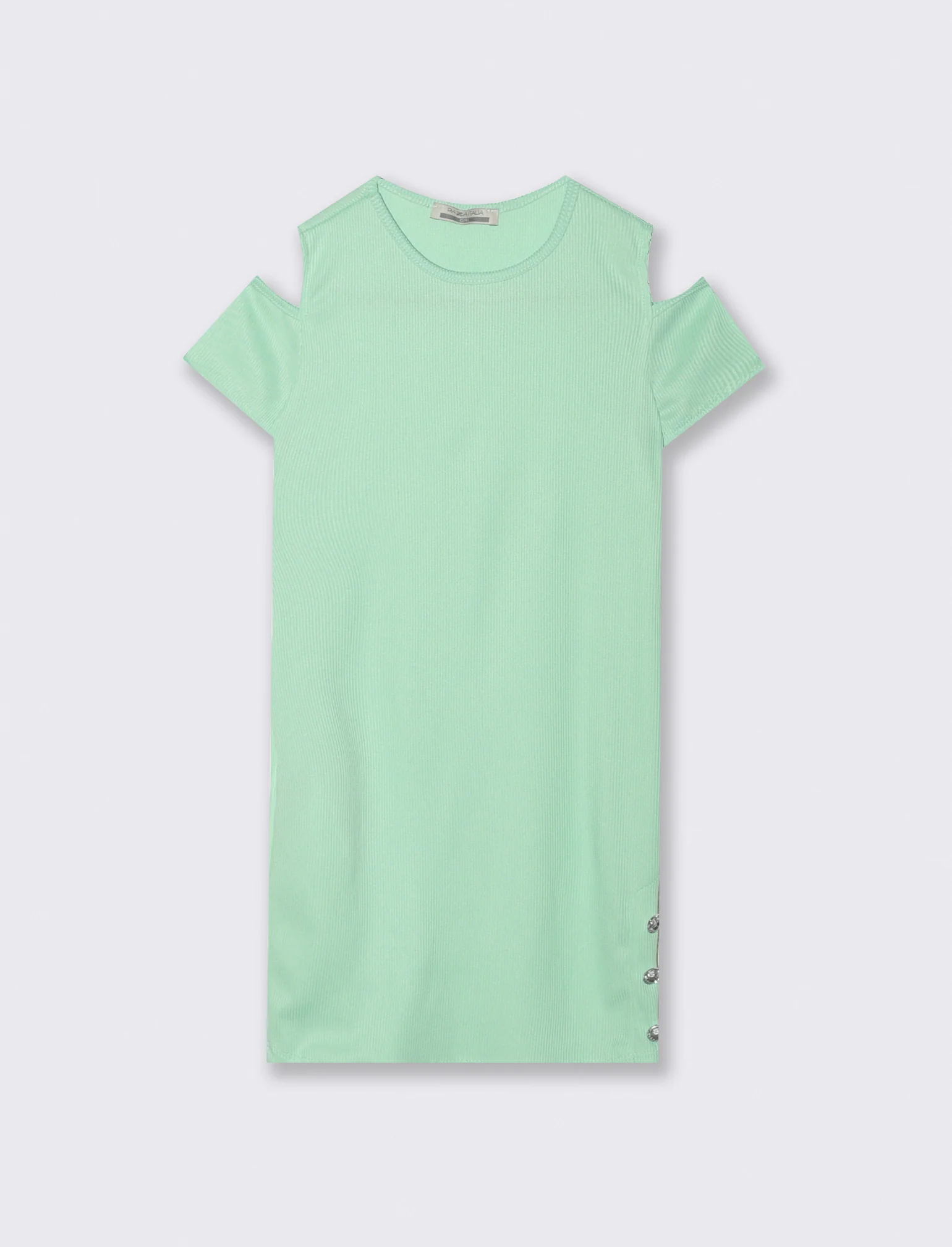 Abito estivo da bambina in costina elastica. - Verde