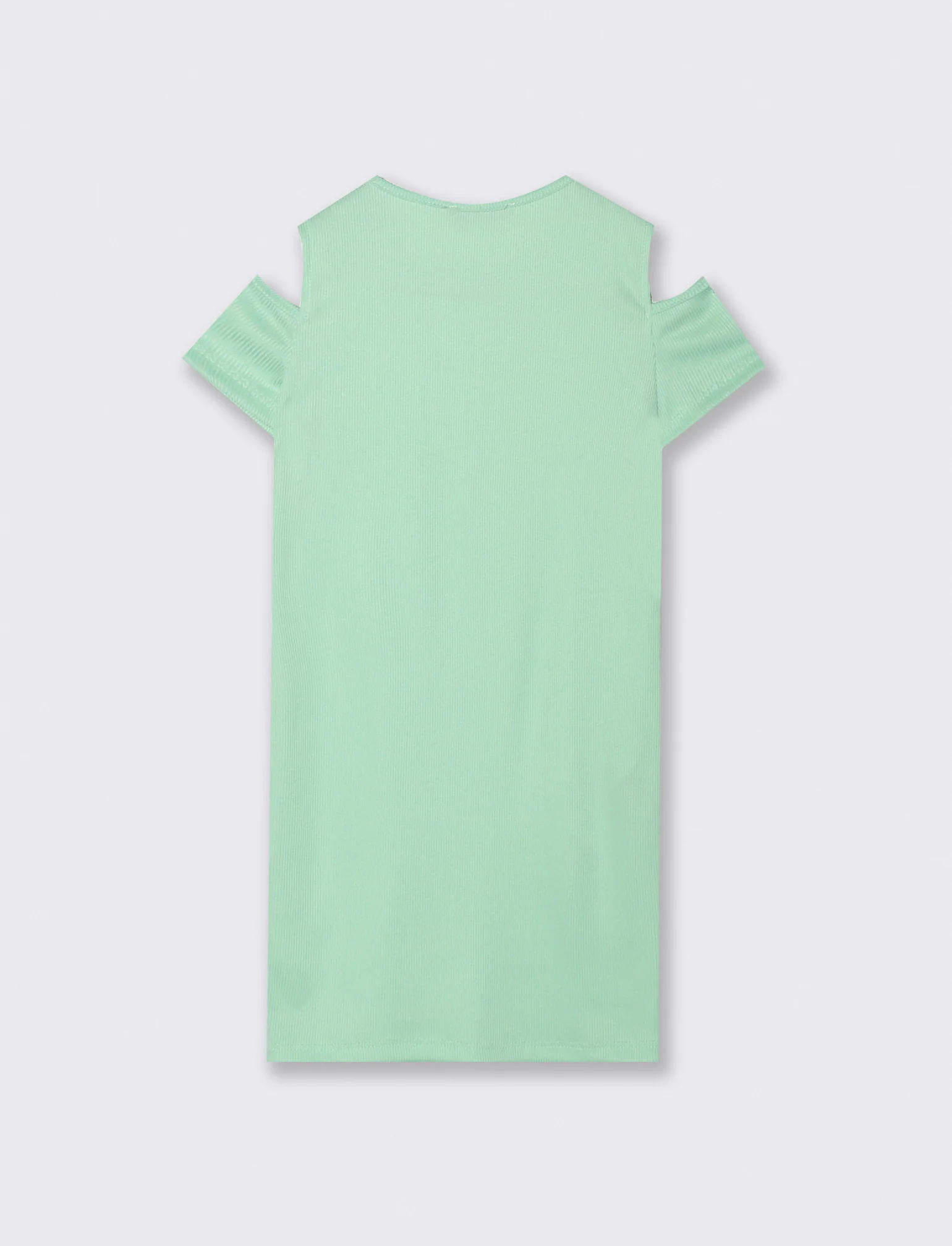 Abito estivo da bambina in costina elastica. - Verde - Image 2
