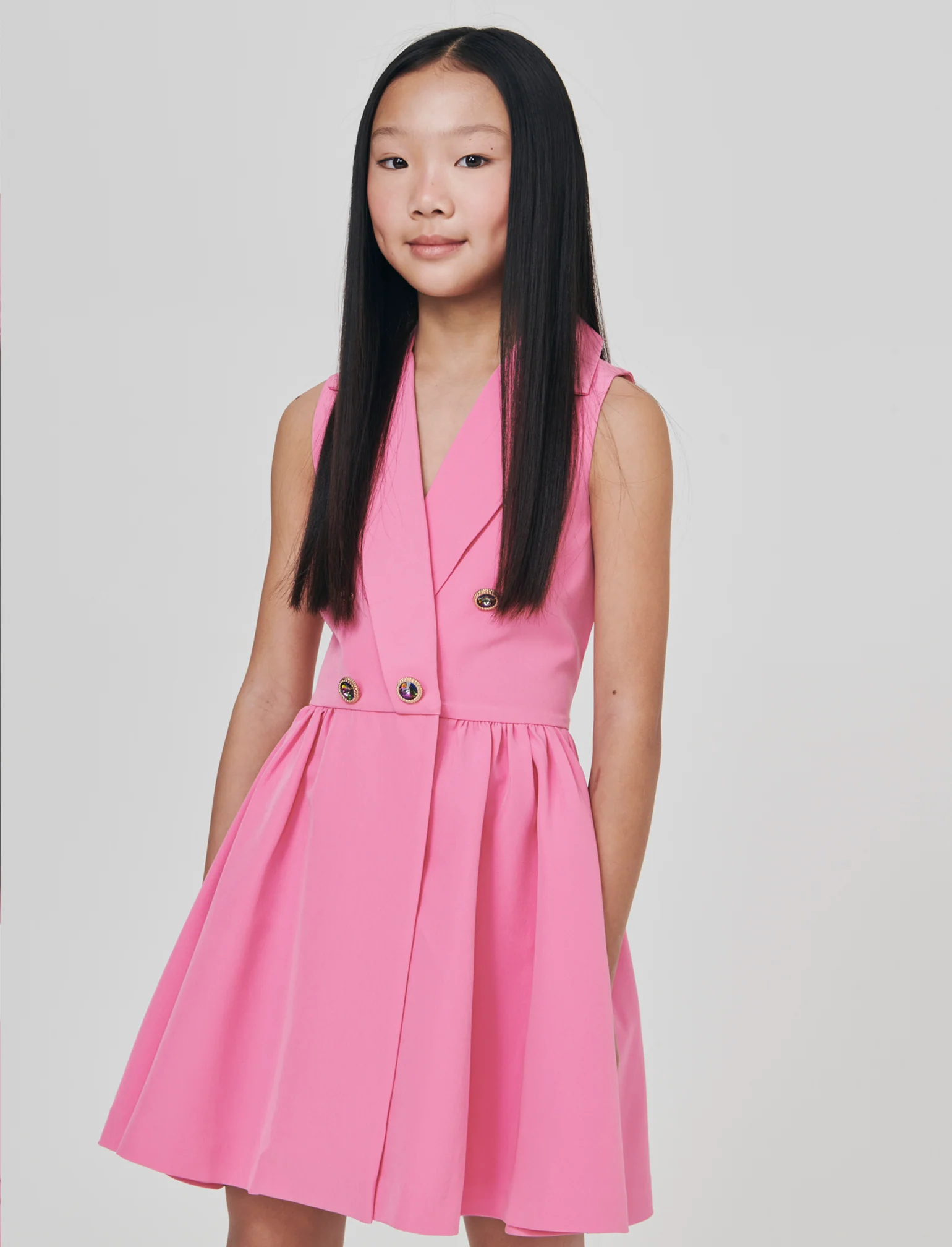 Abito gilet elegante con bottoni gioiello - Rosa - Image 2