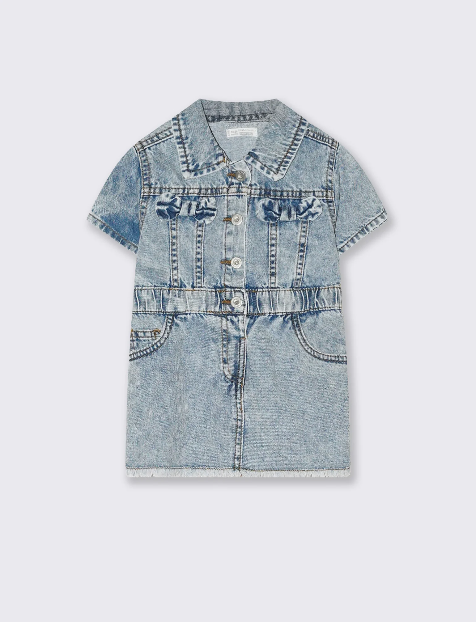 Abito in denim con fiocchetti da neonata - Denim - Image 2
