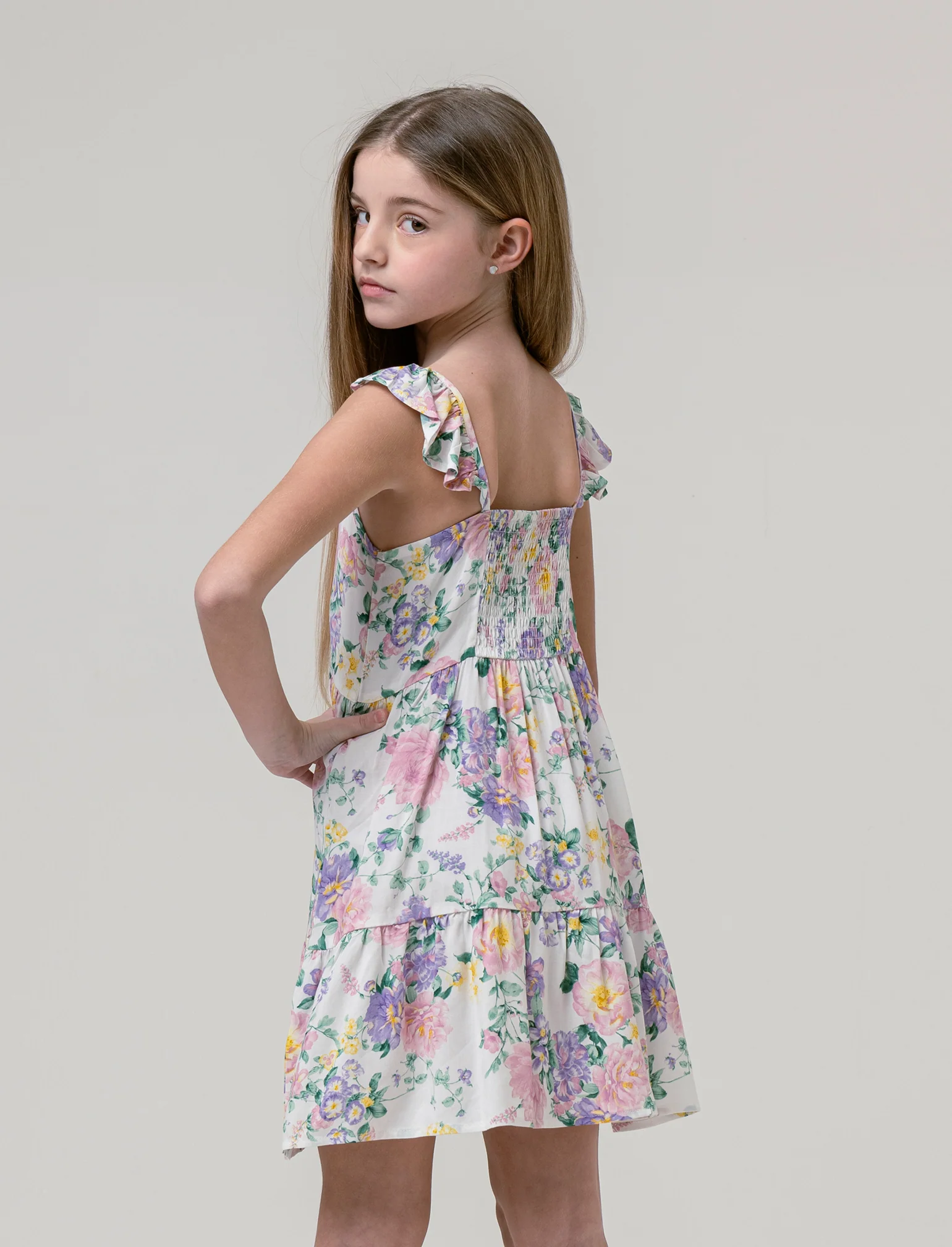 Abito in viscosa da bambina - Fiorato - Image 2
