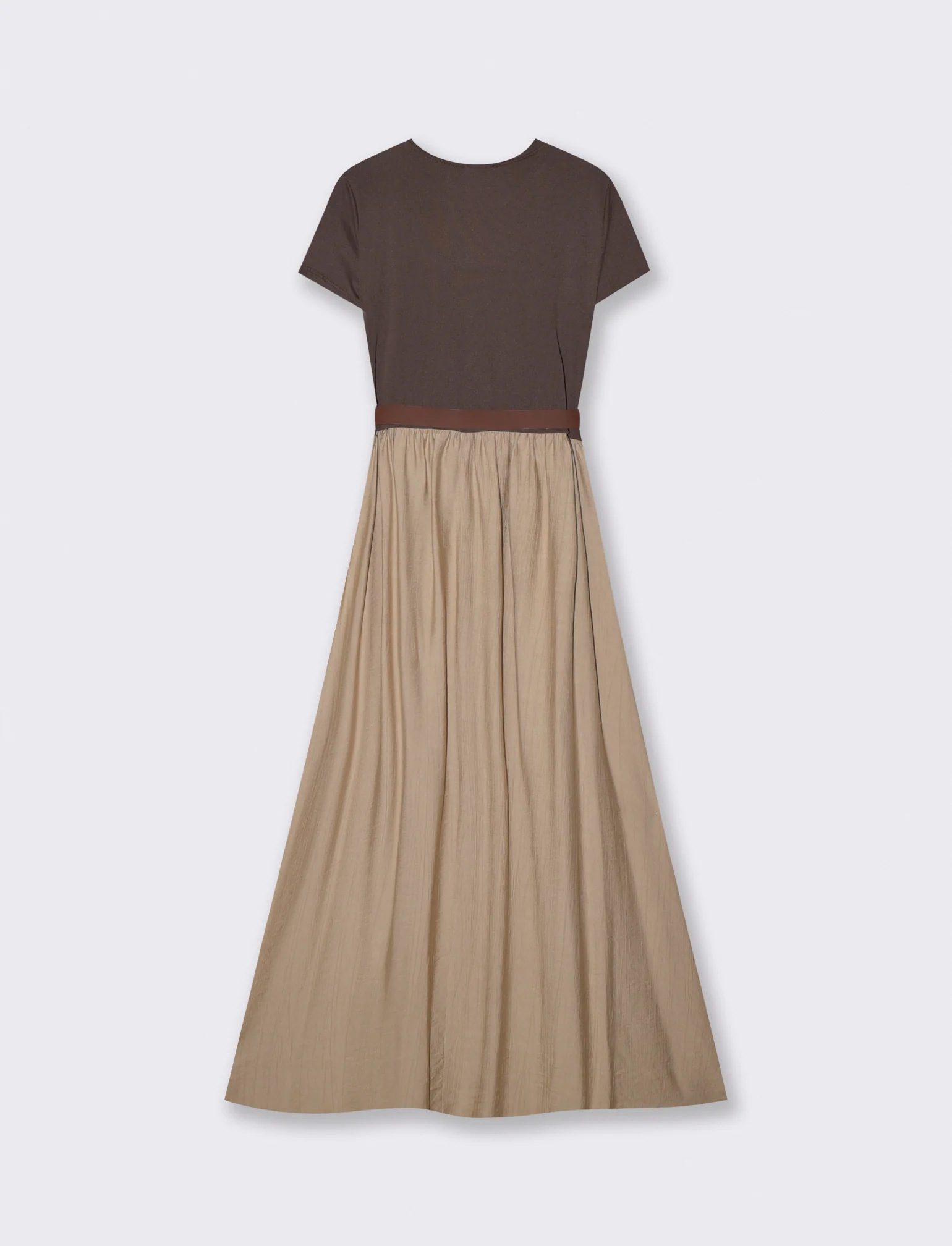 Abito lungo con dettaglio t-shirt - Beige - Image 5