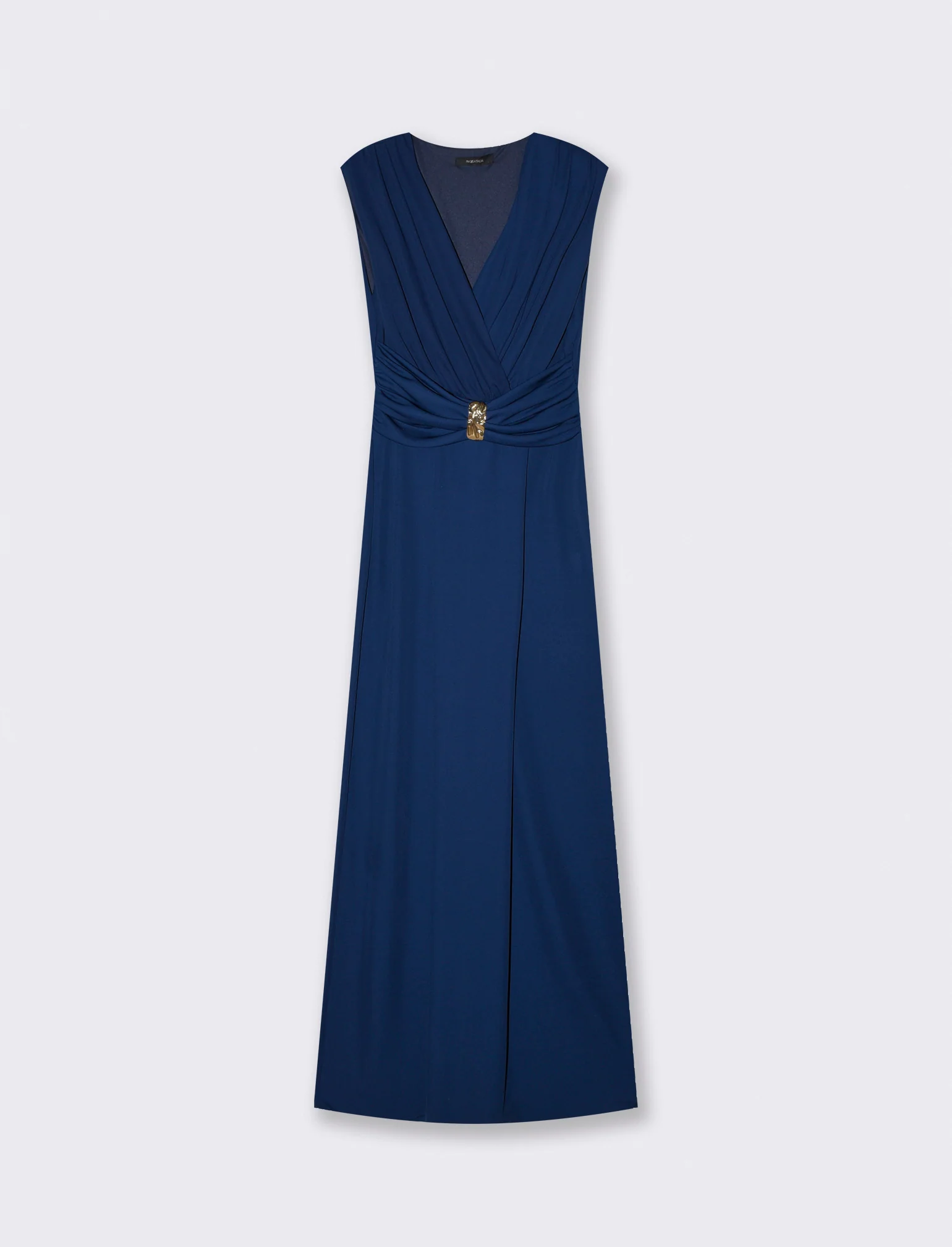 Abito lungo con spalline e arricciatura - Blu
