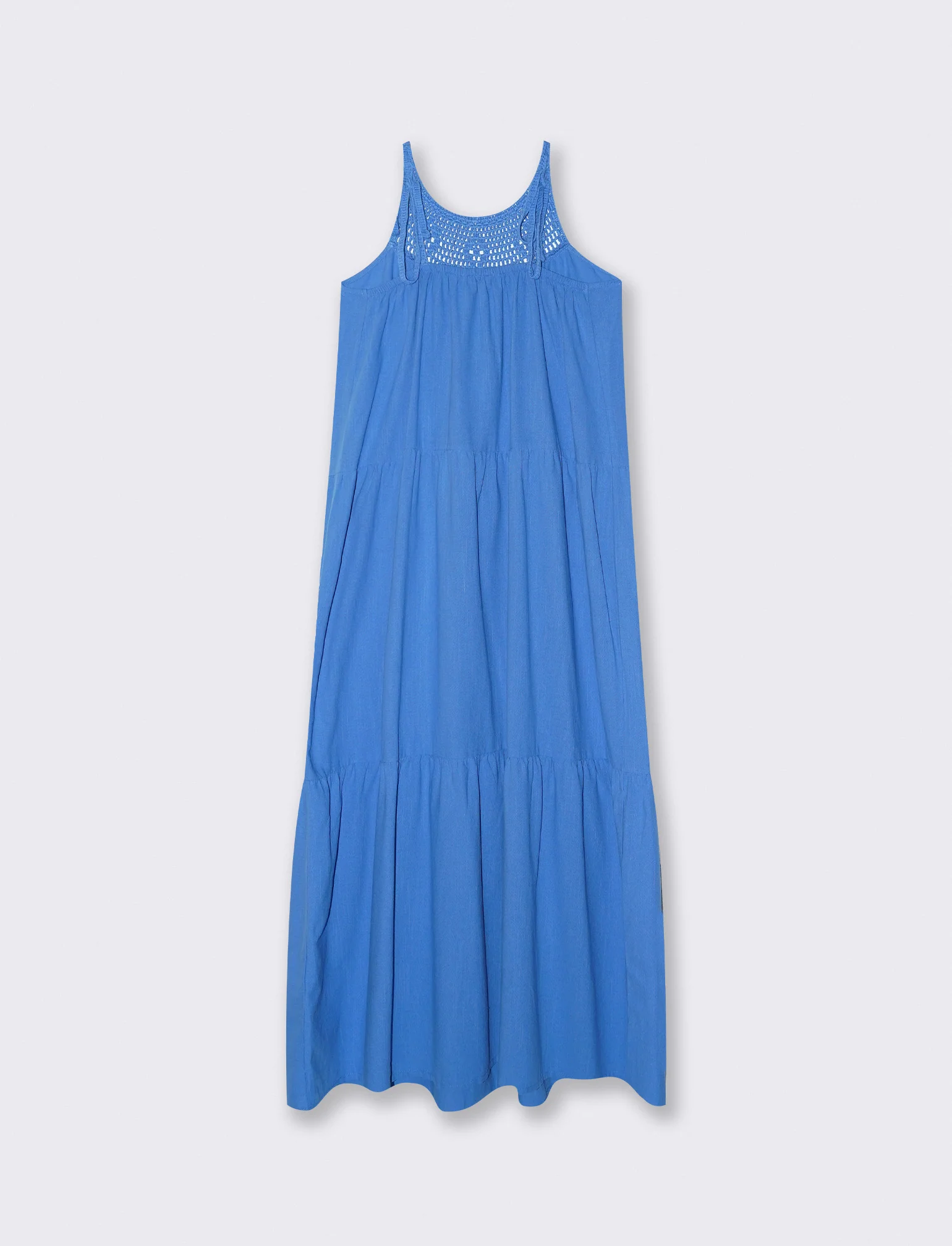Abito lungo con tagli frontali e trim - Azzurro - Image 2