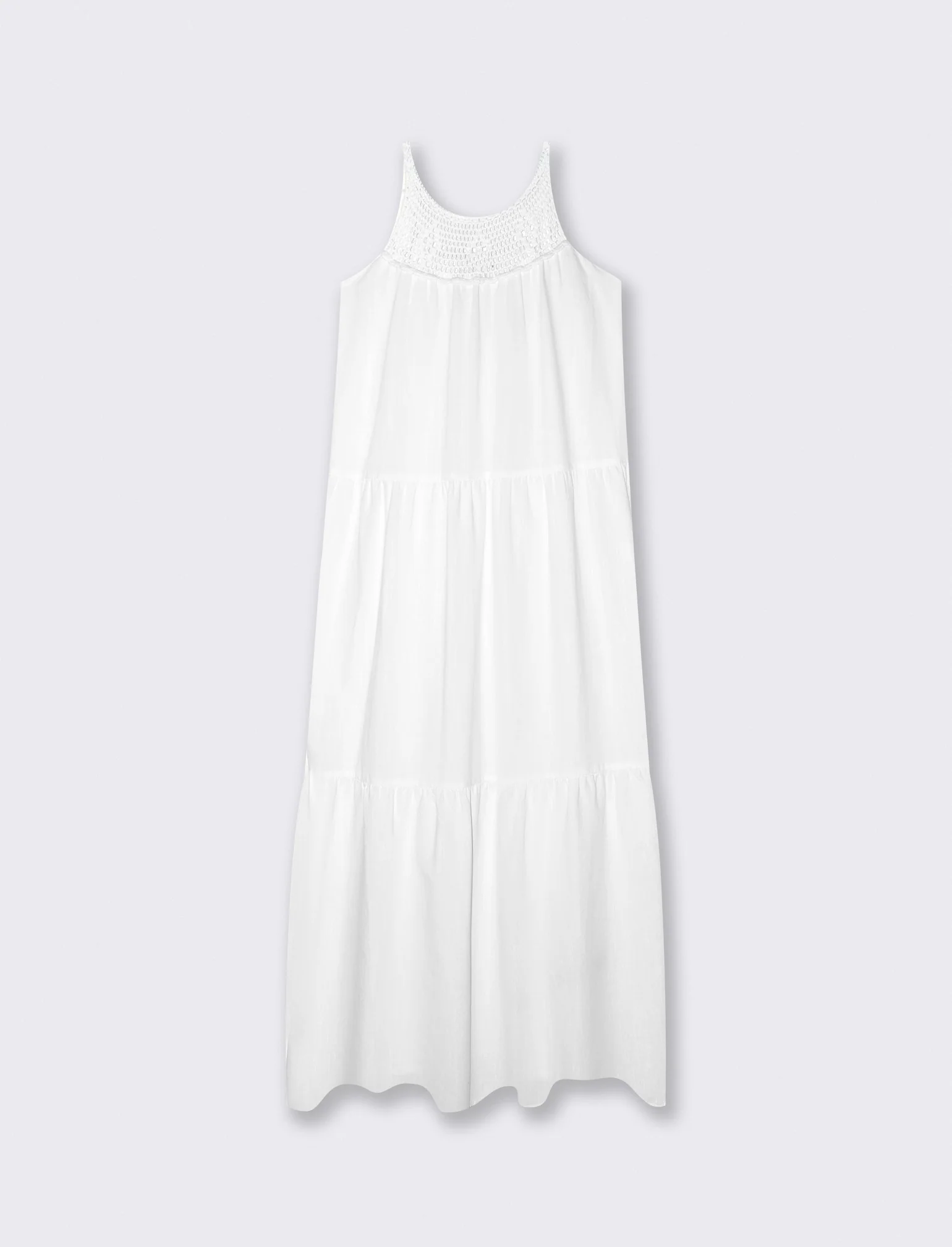 Abito lungo con tagli frontali e trim - Bianco - Image 4
