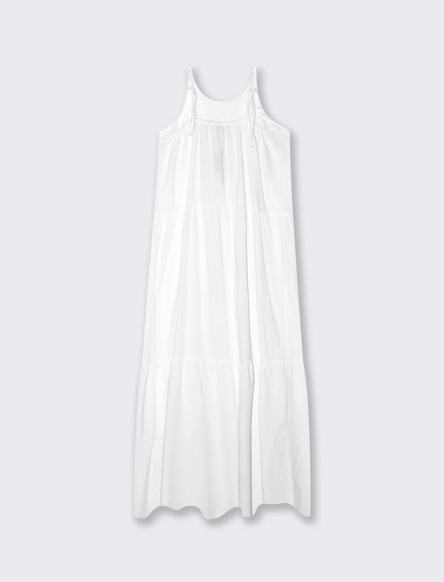 Abito lungo con tagli frontali e trim - Bianco - Image 5