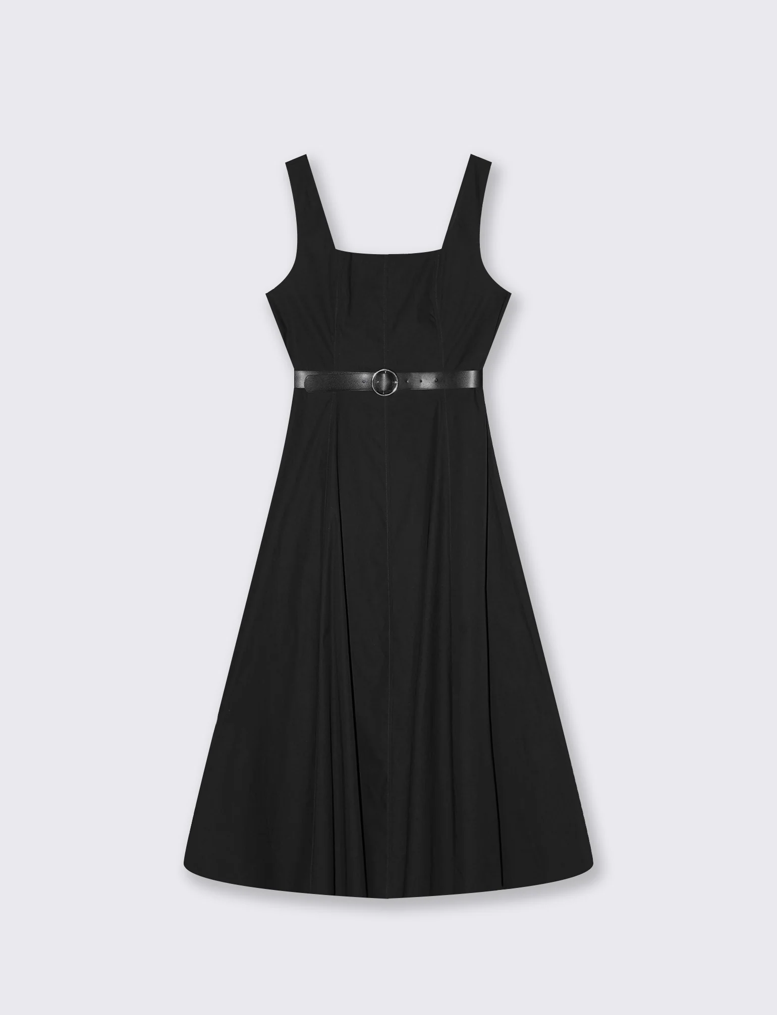 Abito Midi con Cintura in Vita - Nero