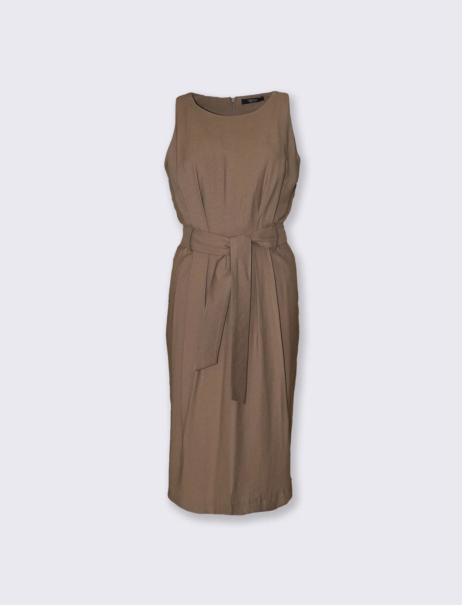 Abito midi halter con cintura in vita - Grigio fango - Image 2