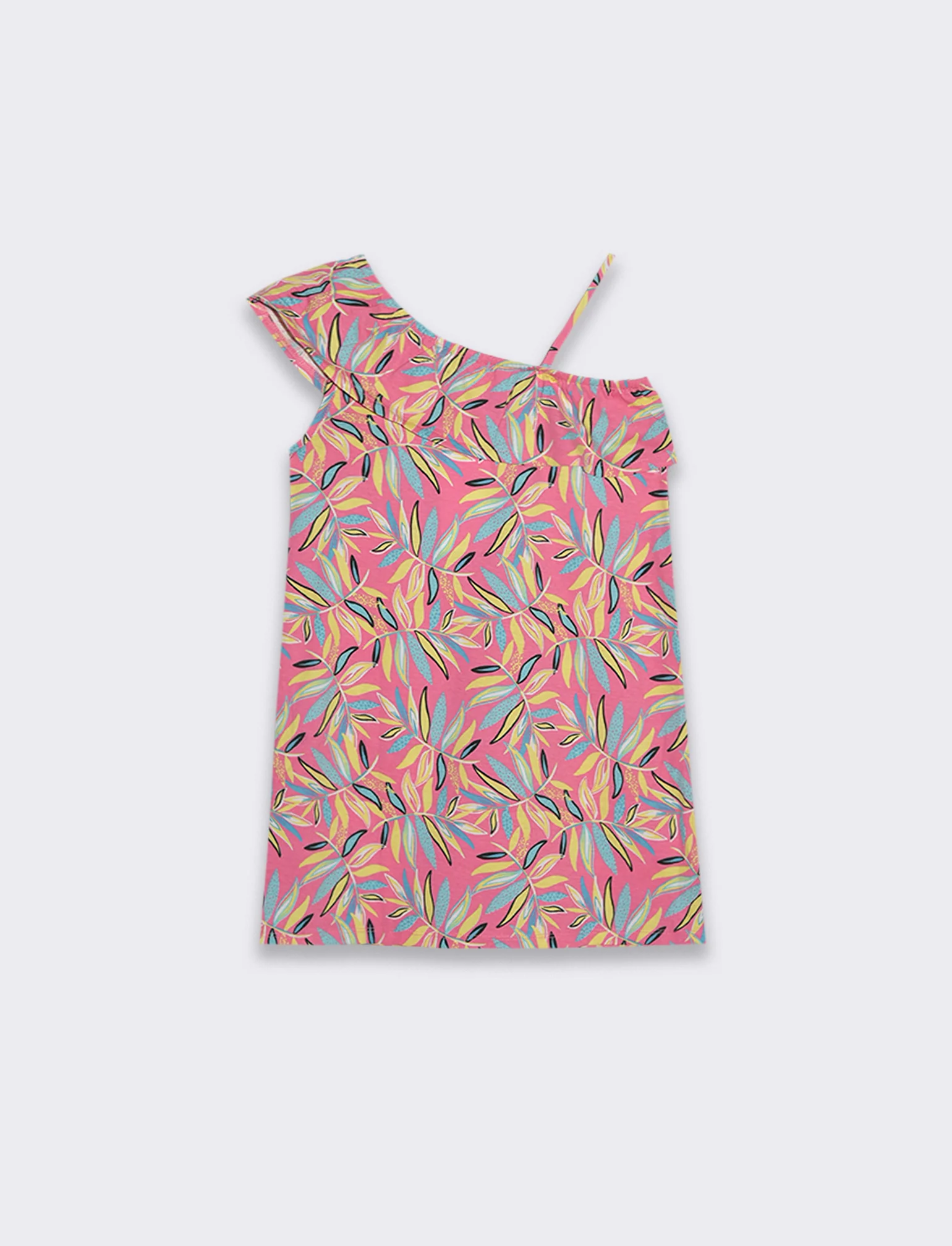 Abito monospalla stampato da bambina - Fuxia - Image 4