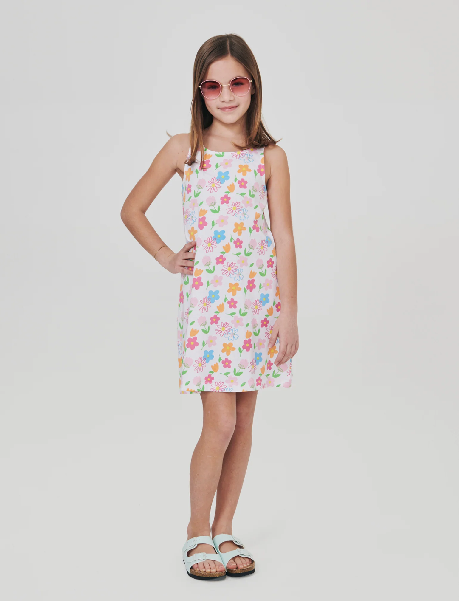 Abito svasato in jersey di cotone bambina - Bianco