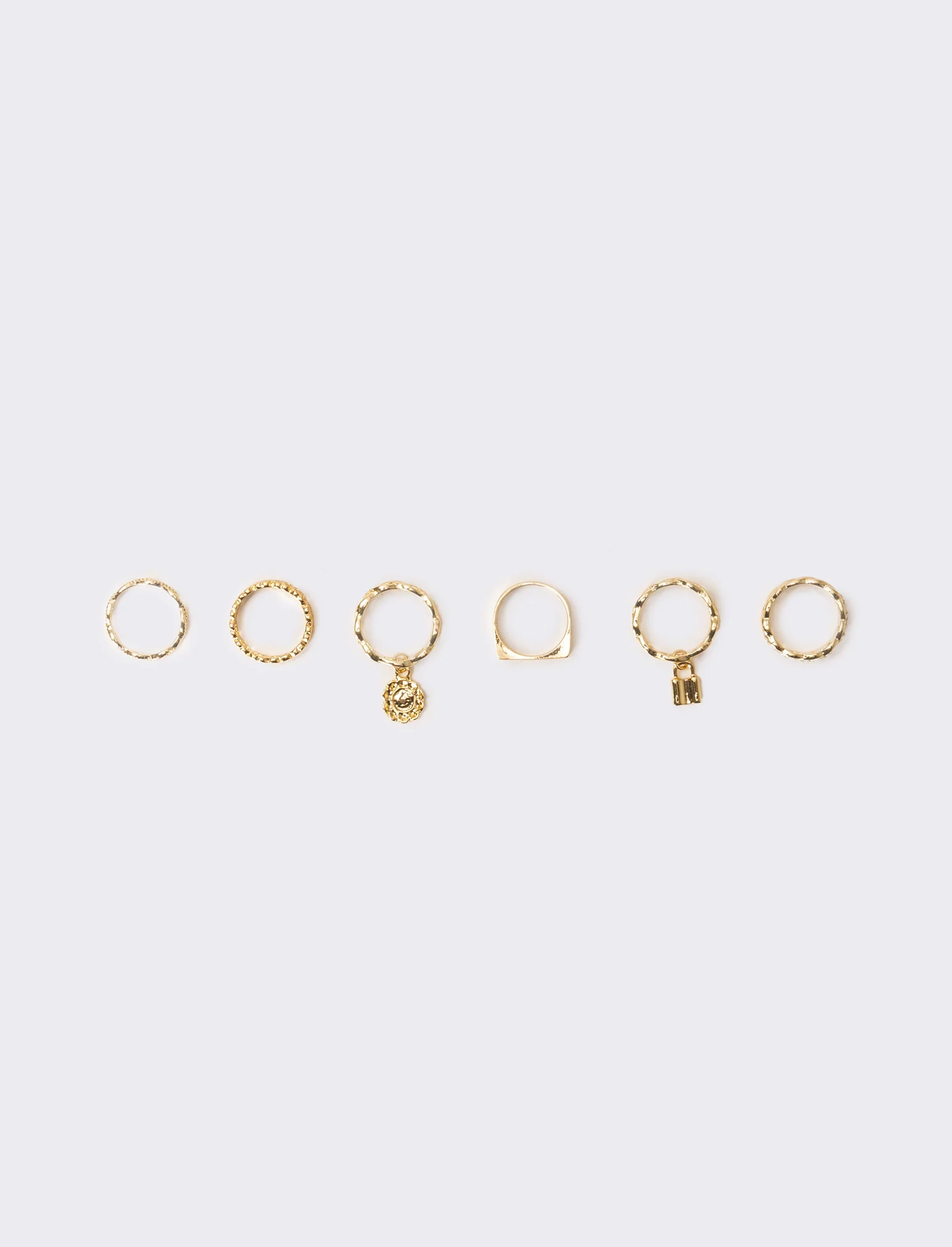 Anello card 6 pezzi con strass - Oro - Image 2