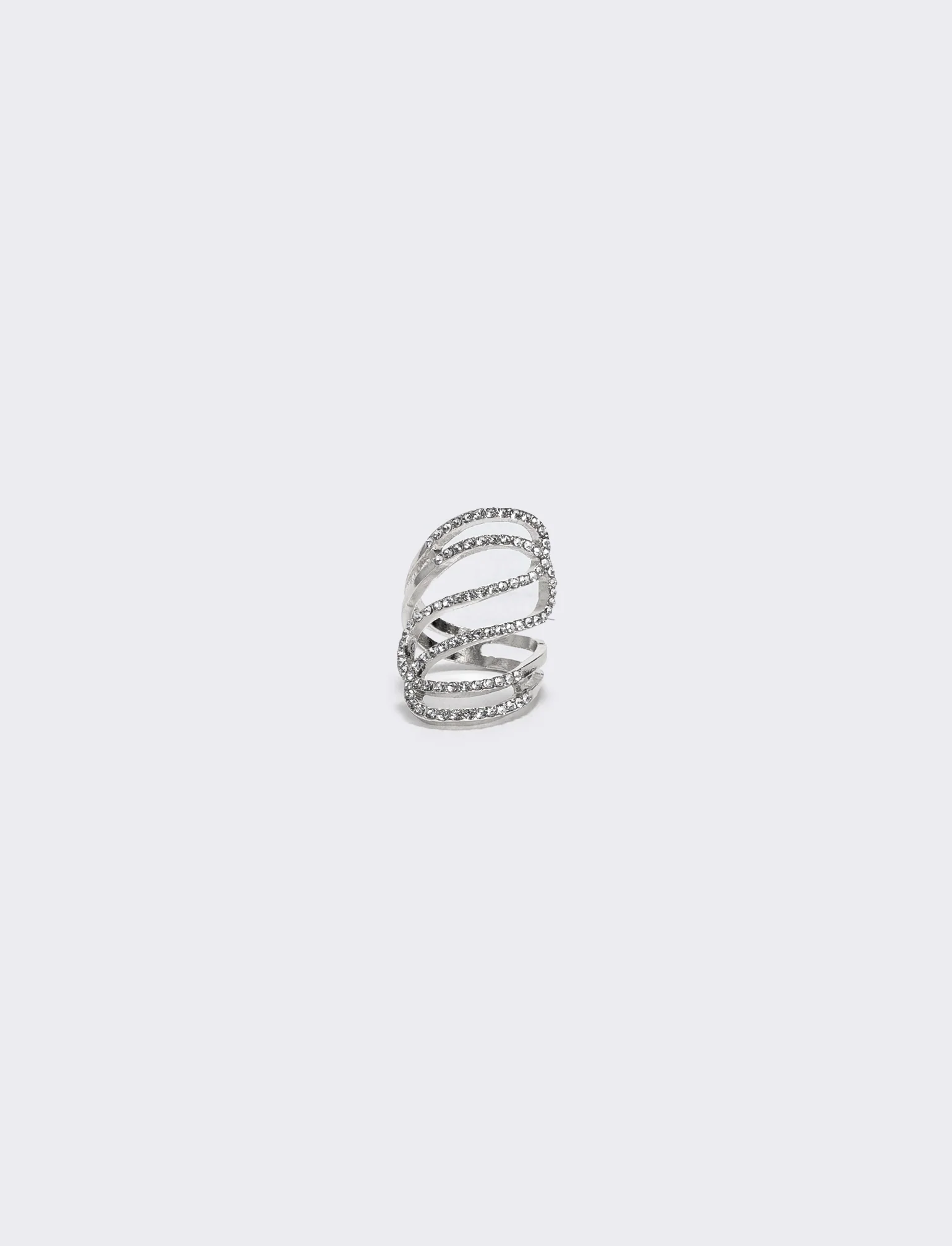 Anello con strass a onda elegante - Argento