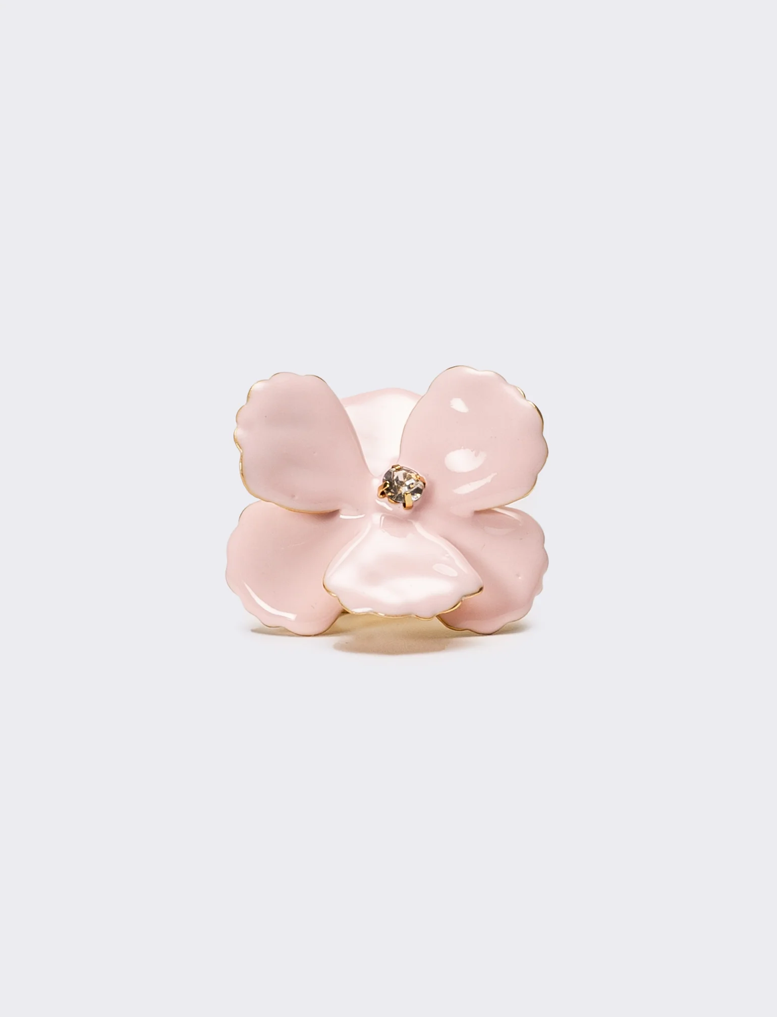 Anello donna con fiore smaltato con strass - Rosa - Image 2