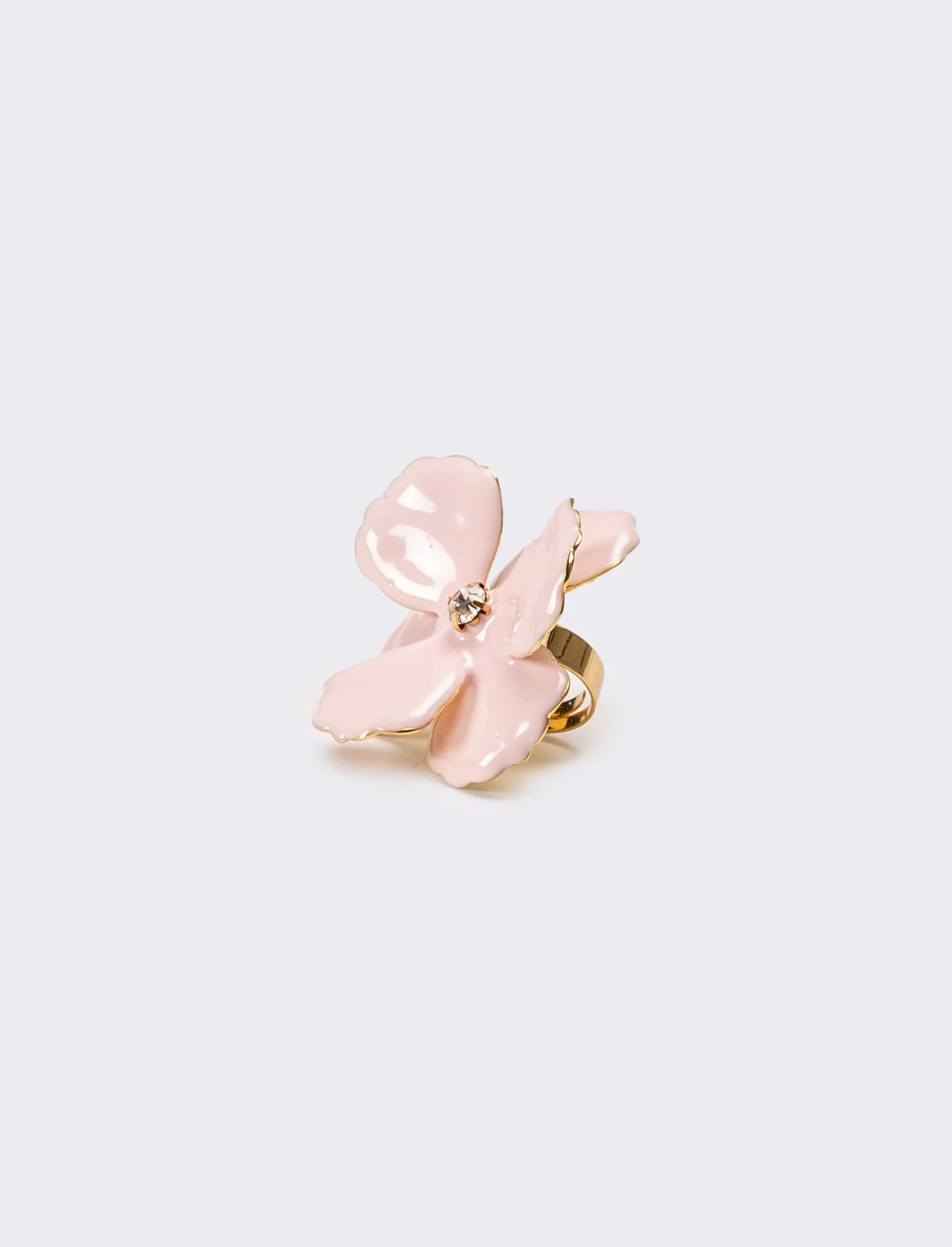 Anello donna con fiore smaltato con strass - Rosa - Image 3