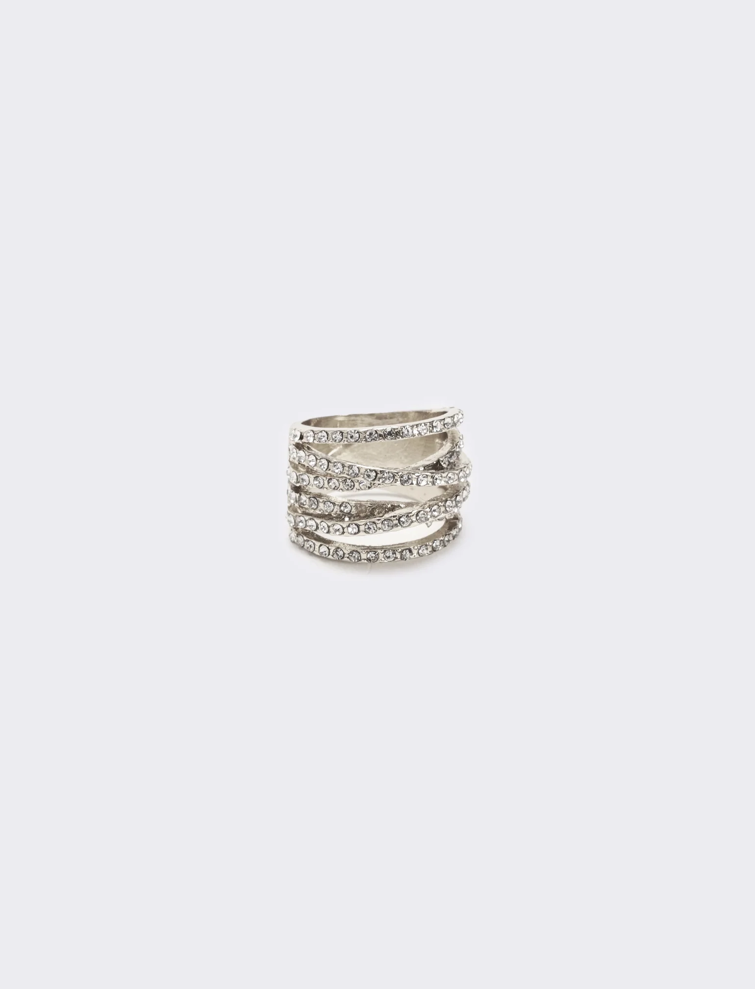 Anello fascia strass - Argento - Image 2