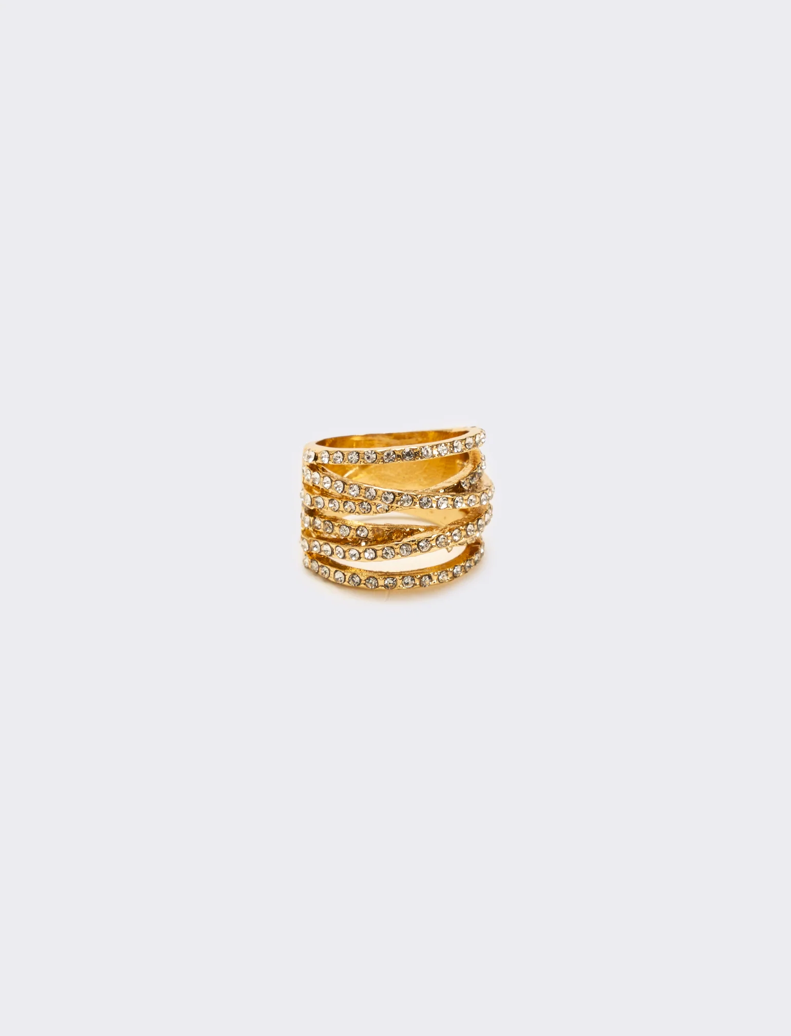 Anello fascia strass - Oro - Image 2