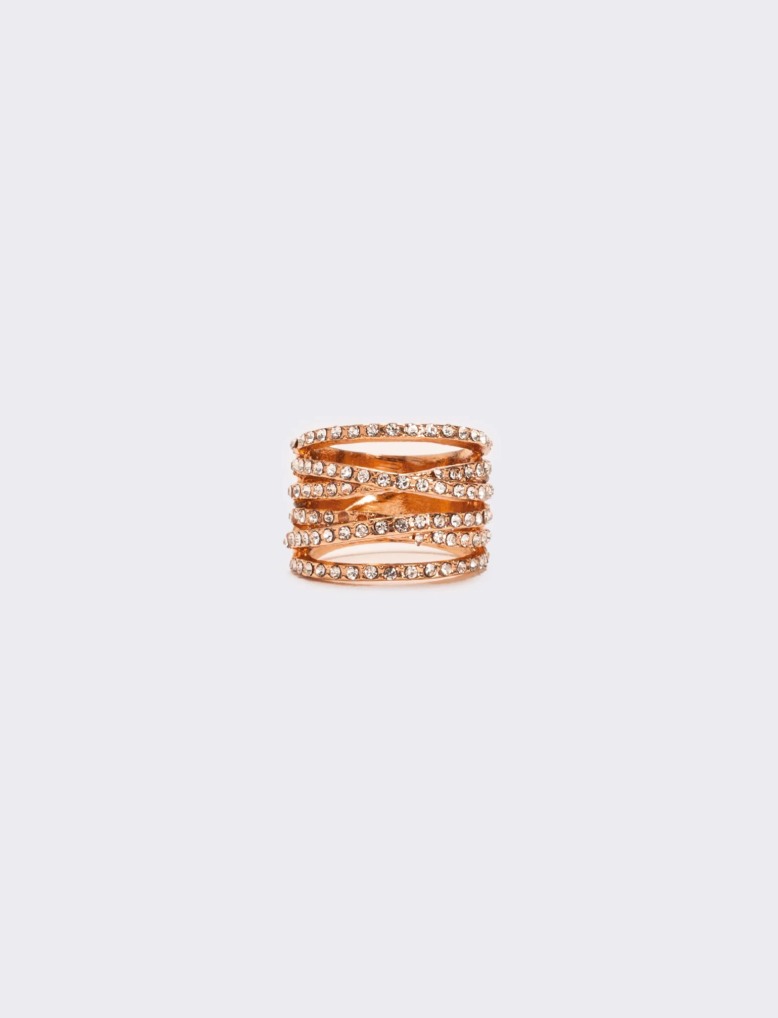 Anello fascia strass - Oro rosa