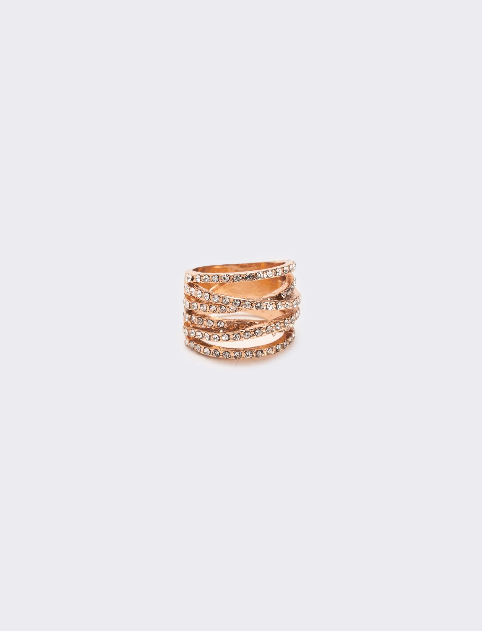 Anello fascia strass - Oro rosa - Image 2