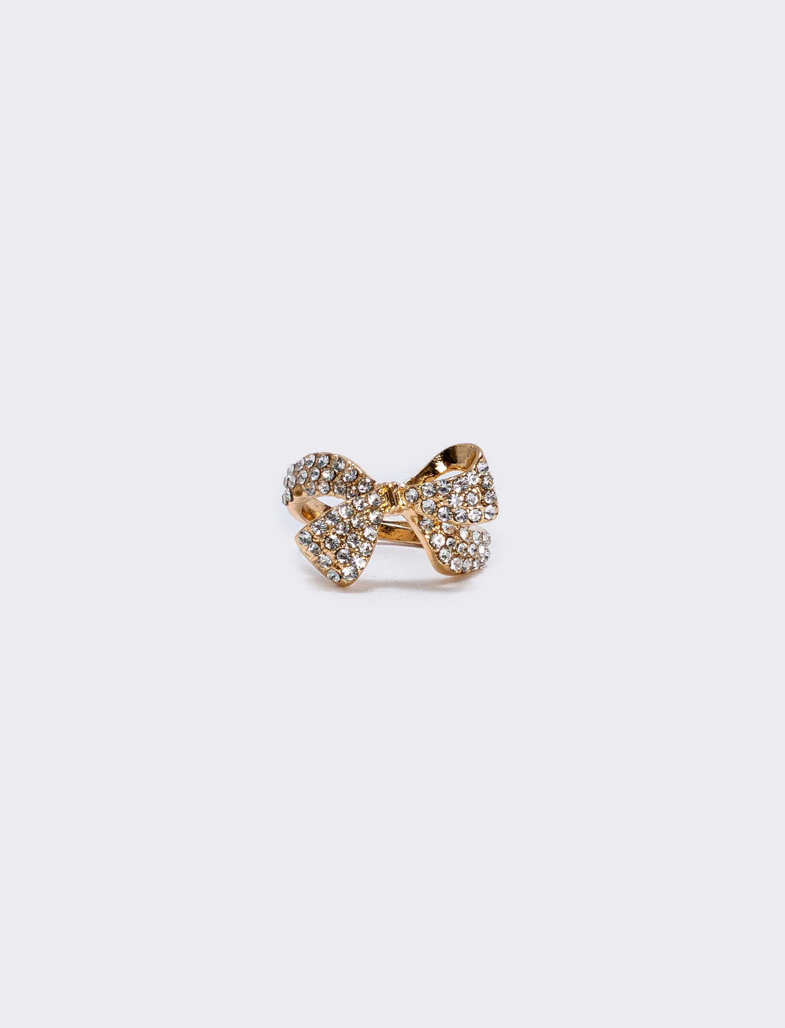 Anello fiocco con strass - Oro
