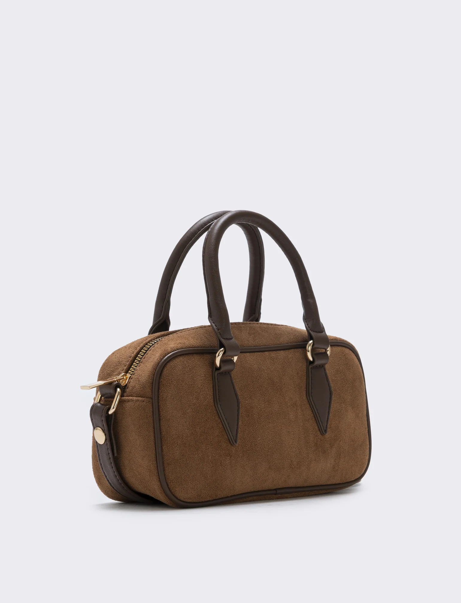 Bauletto rettangolare in suede elegante - Cuoio