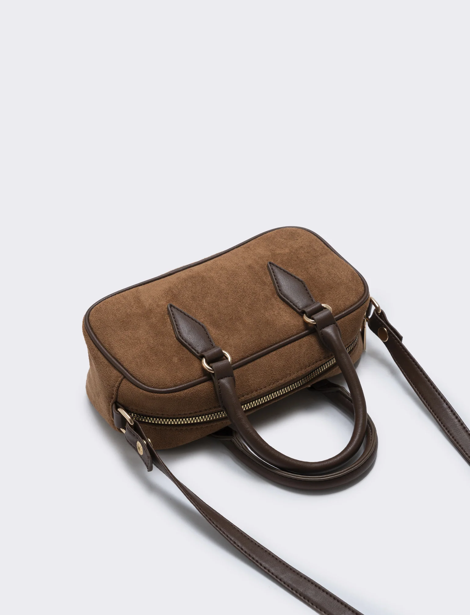 Bauletto rettangolare in suede elegante - Cuoio - Image 4