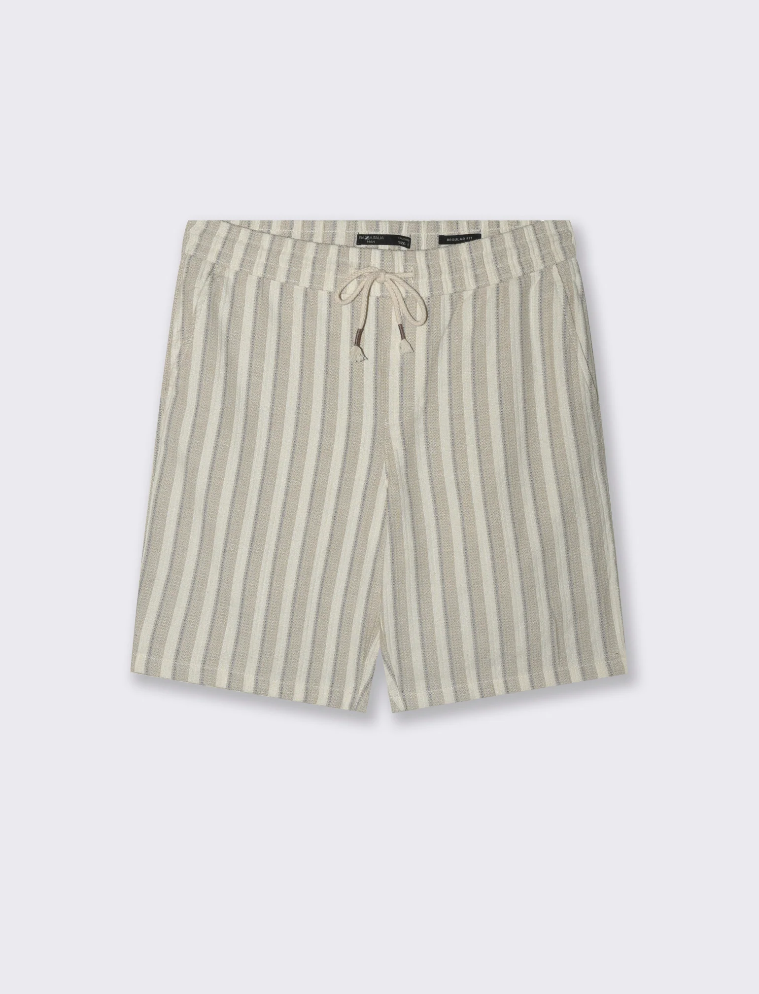 Bermuda a righe effetto lino da uomo - Beige - Image 4