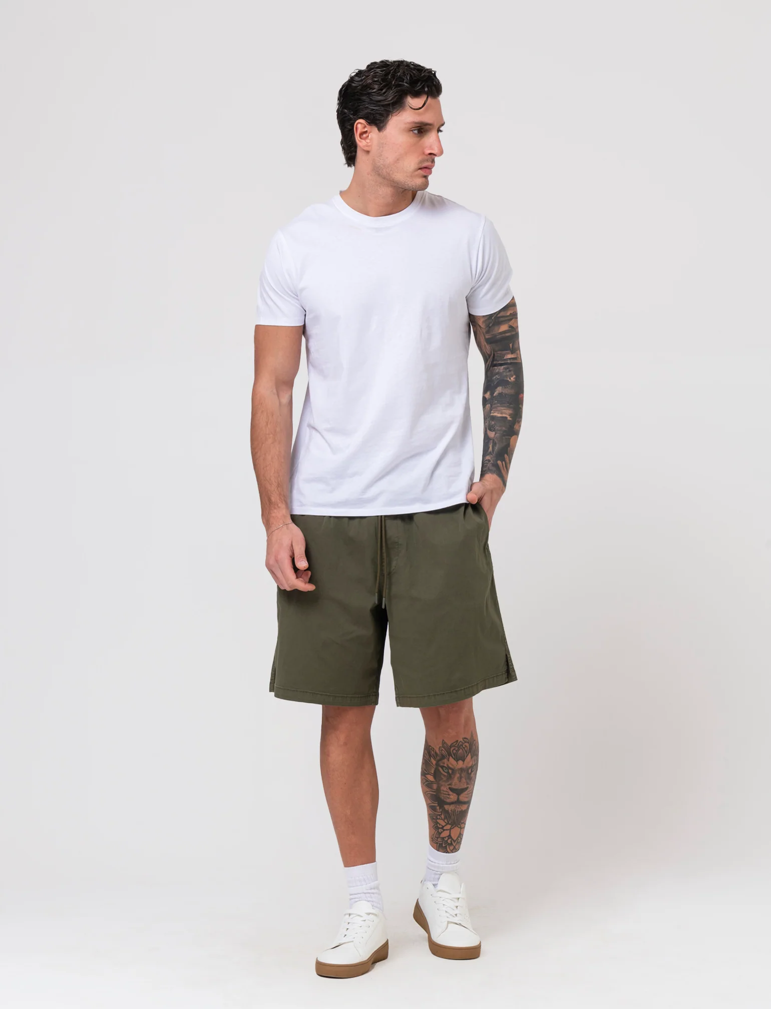 Bermuda baggy wide fit da uomo - Verde oliva - Image 3