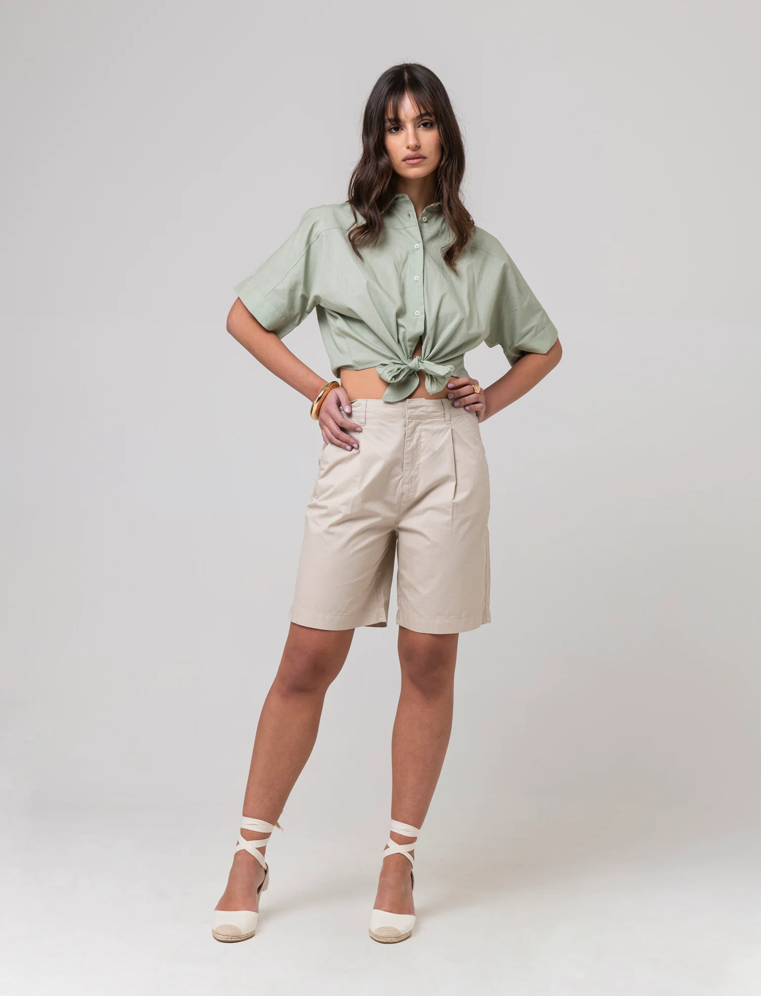 Bermuda basico da donna - Beige corda - Image 3
