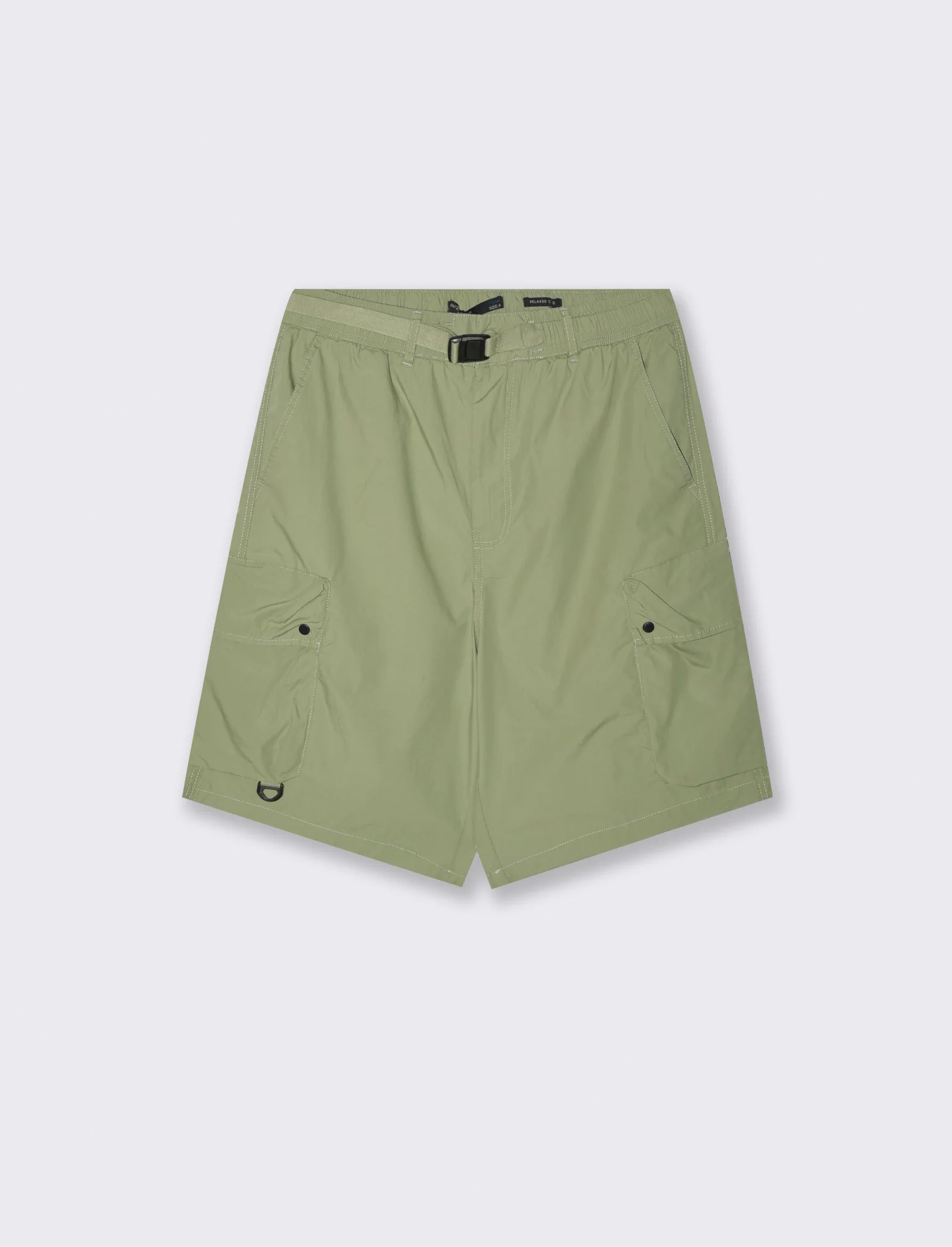 Bermuda cargo con cinturino relaxed fit da uomo - Verde salvia - Image 4