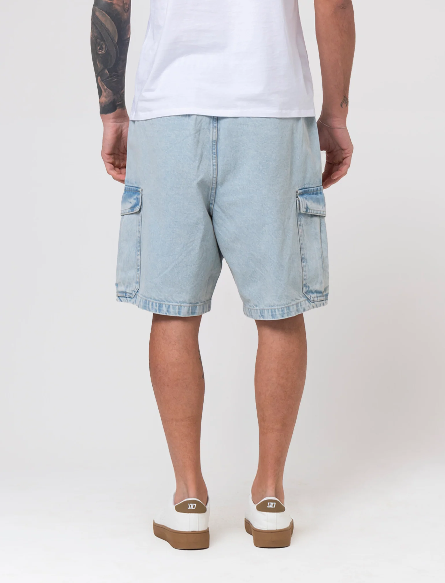 Bermuda cargo in denim da uomo - Denim chiaro - Image 2