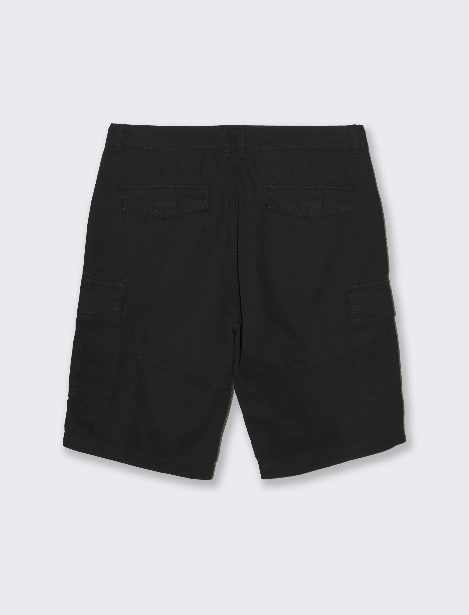 Bermuda cargo in tessuto canvas da uomo - Nero - Image 2