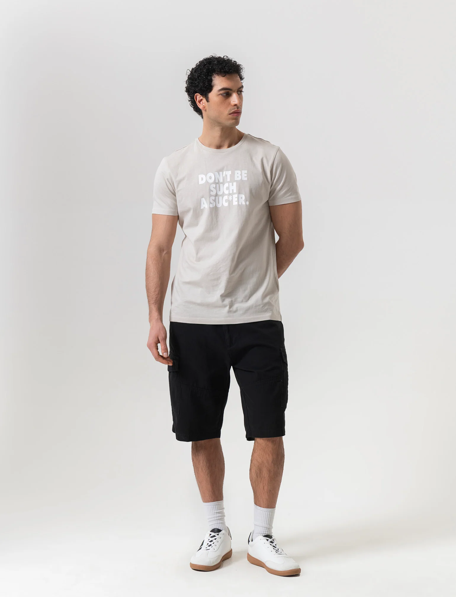Bermuda cargo in tessuto canvas da uomo - Nero - Image 3