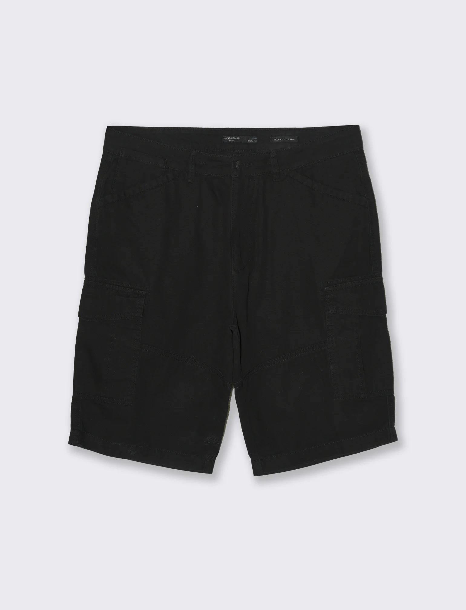 Bermuda cargo in tessuto canvas da uomo - Nero - Image 4