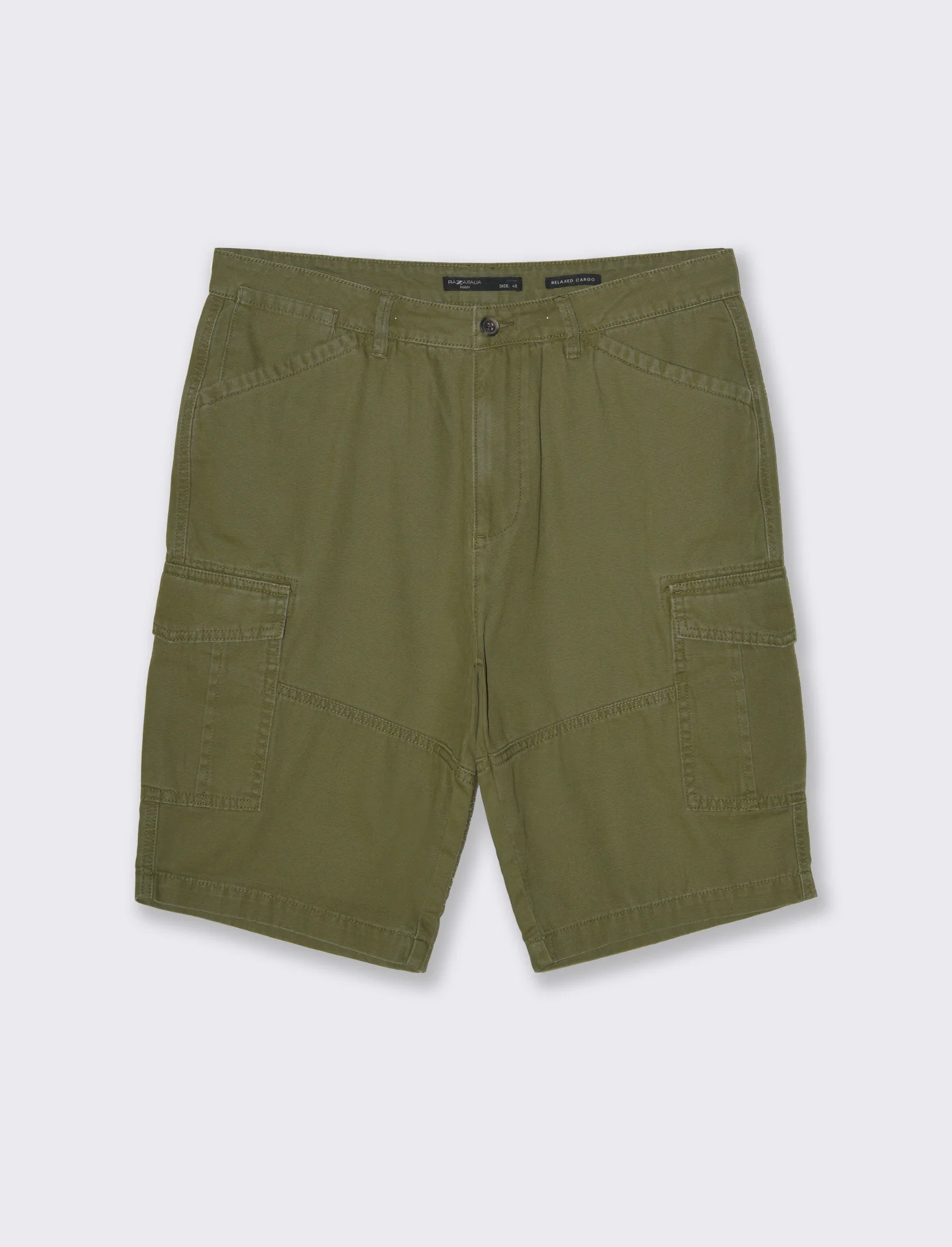 Bermuda cargo in tessuto canvas da uomo - Verde oliva - Image 4