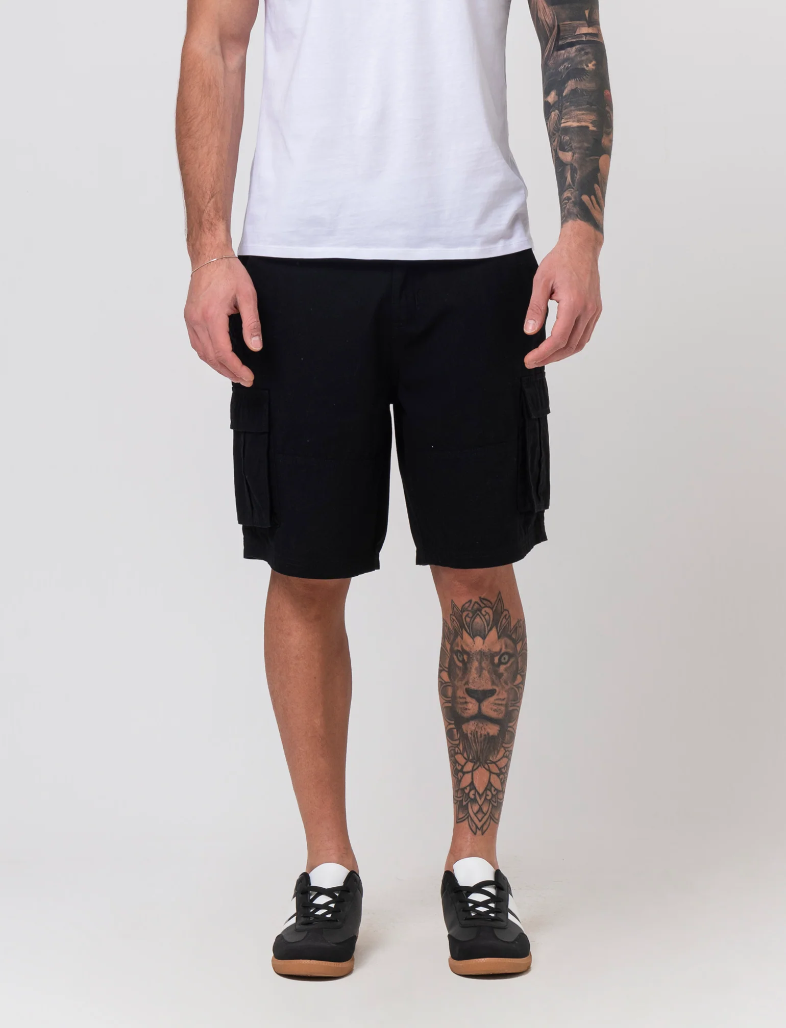 Bermuda cargo in tessuto ripstop da uomo - Nero