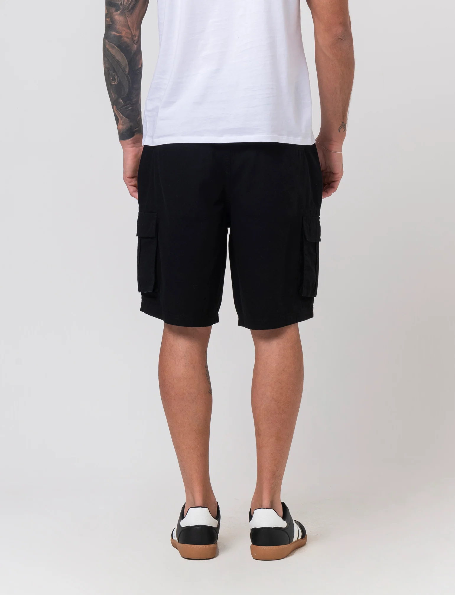 Bermuda cargo in tessuto ripstop da uomo - Nero - Image 2