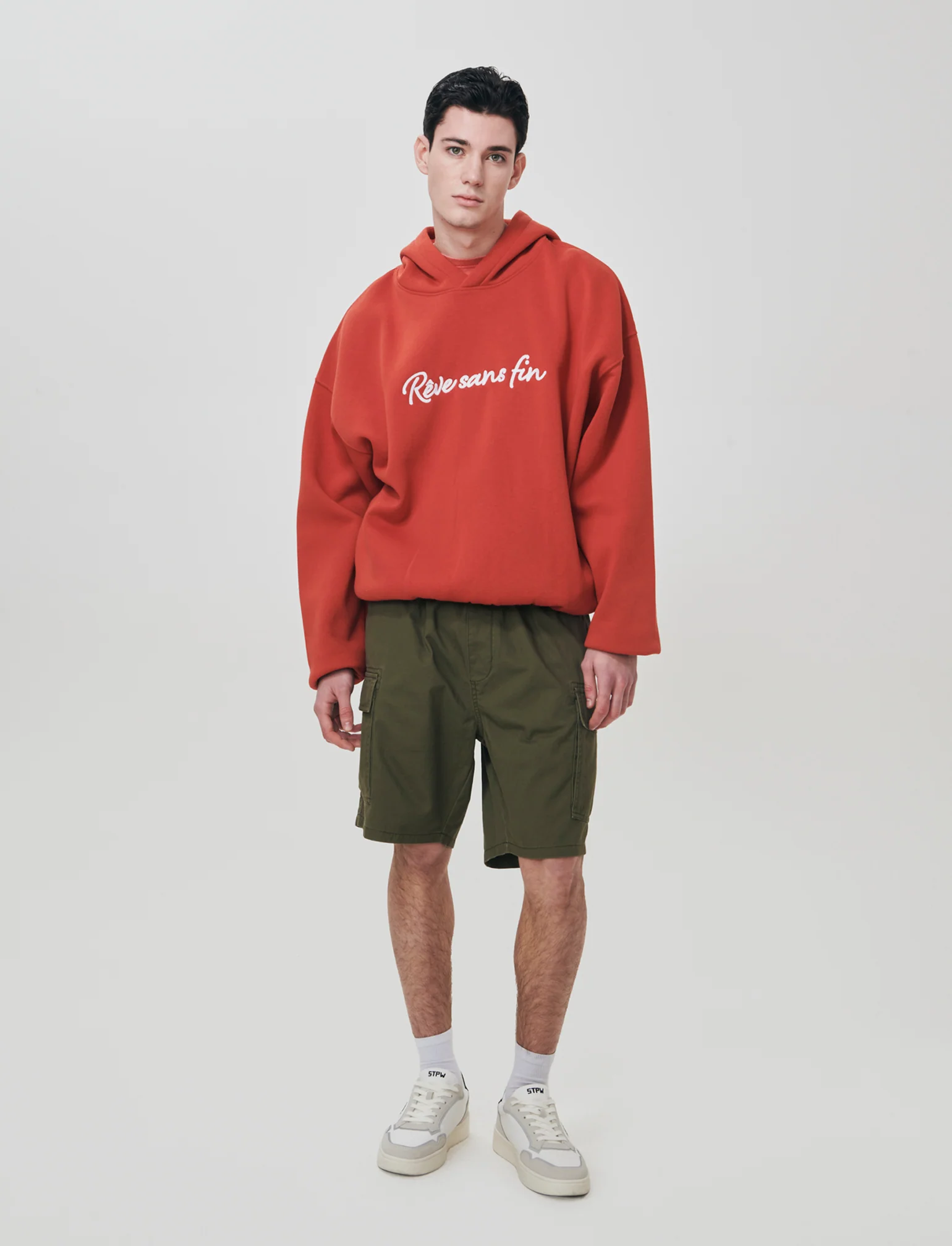 Bermuda cargo in twill con tasche patta - Verde militare - Image 3