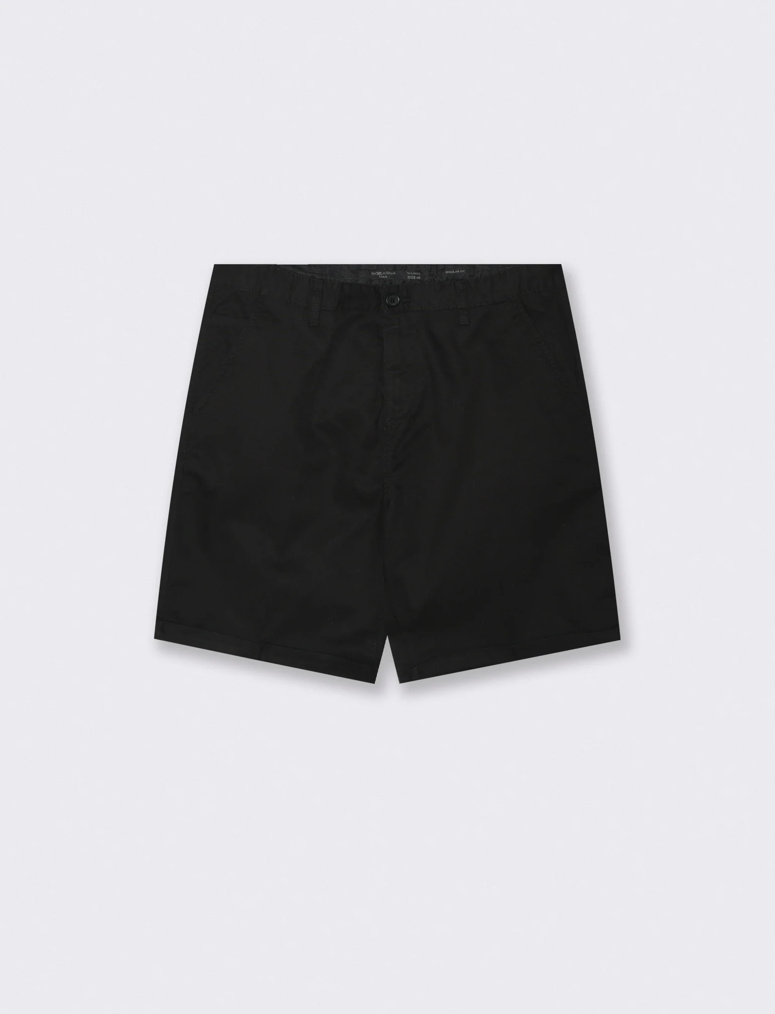 Bermuda Chino Regular Fit in Twill di Cotone - Nero