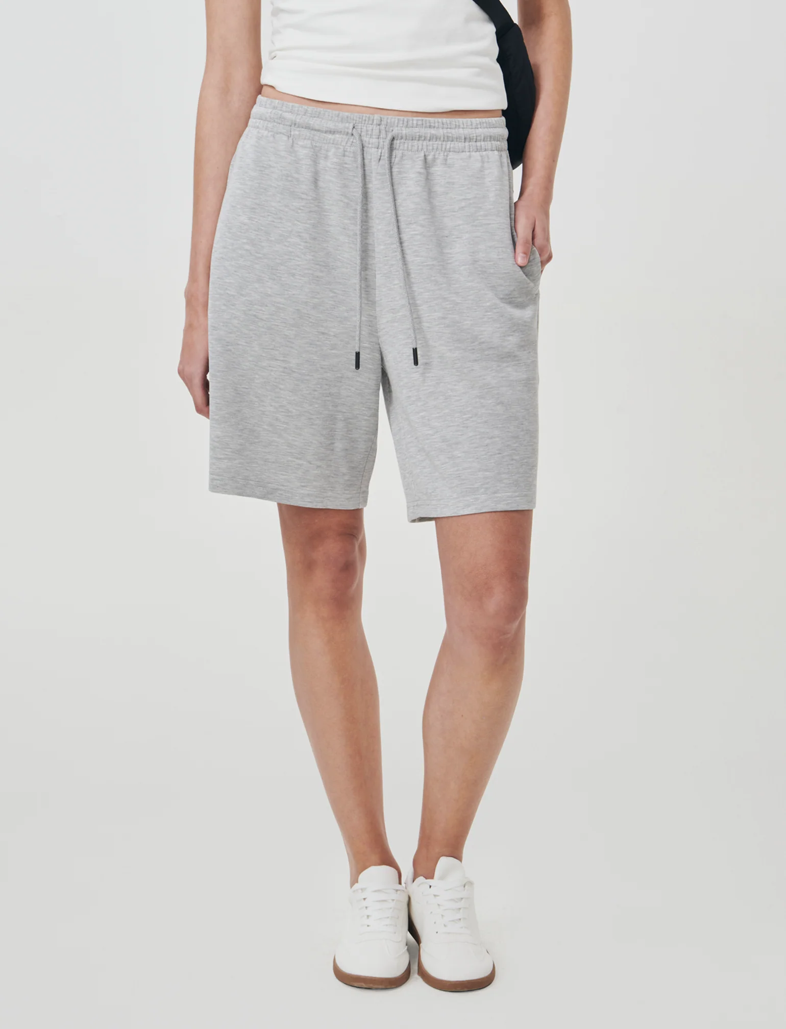 Bermuda con Elastico e Coulisse - Grigio chiaro mel. - Image 3